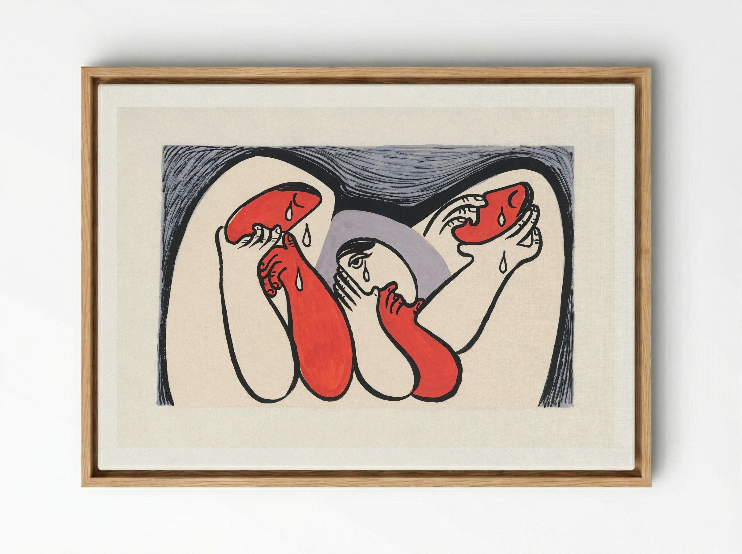 Crying Women - Mikuláš Galanda - Framed Canvas Wood