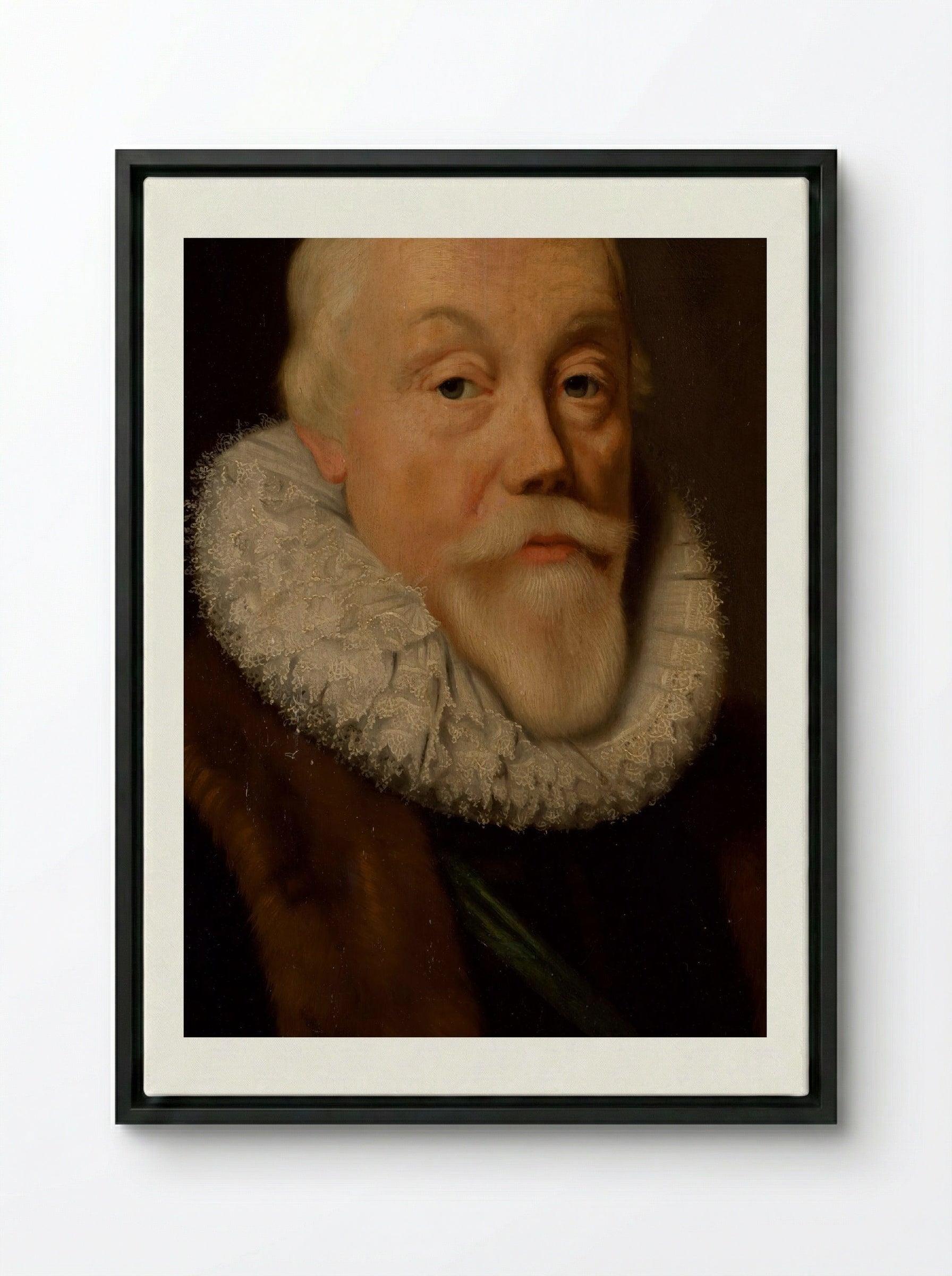 Portrait of a Nobleman, Aged 58 - Michiel Jansz. van Mierevelt - Framed Canvas Black