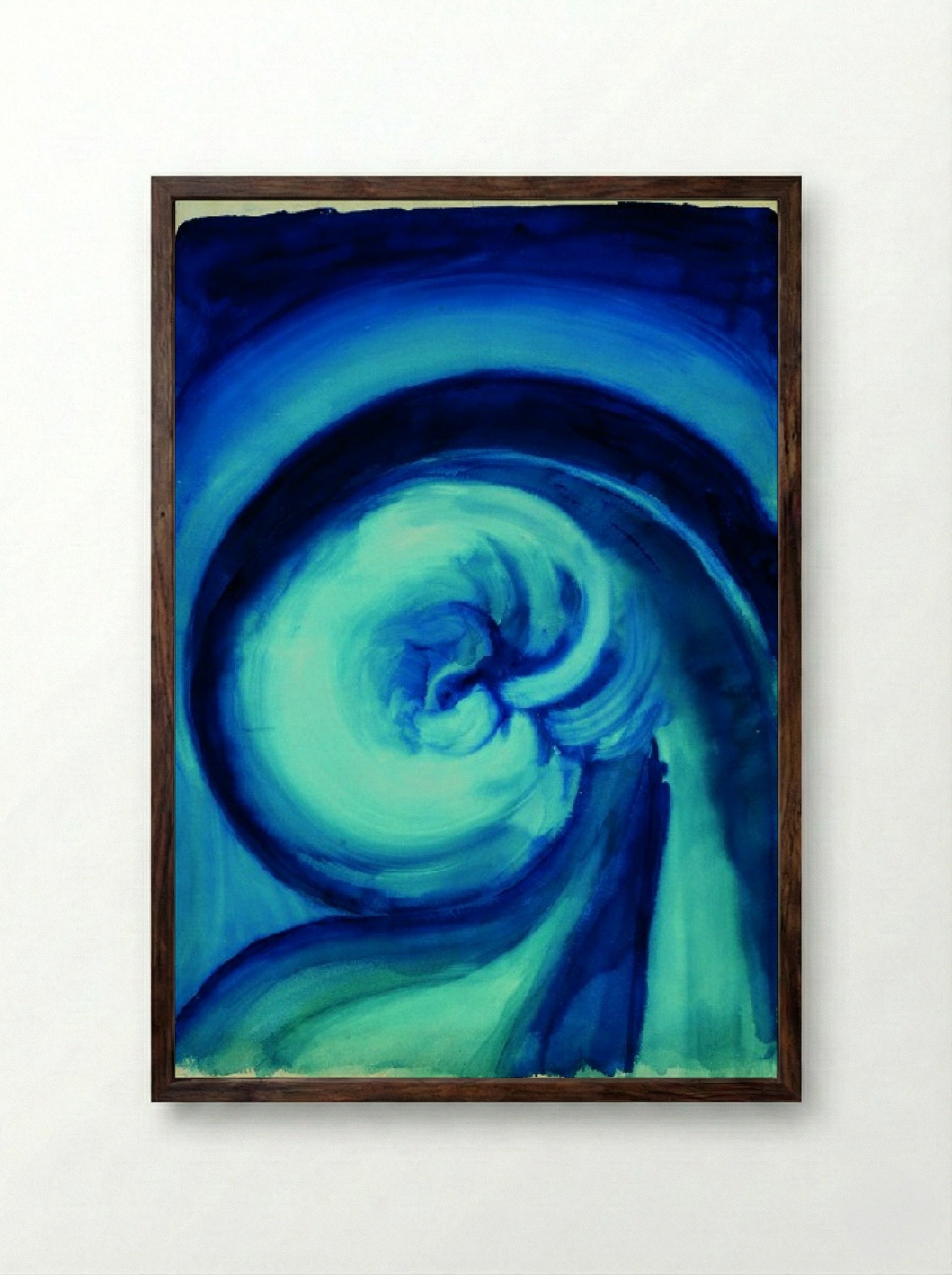 Blue Swirl - Fine Art Print - Framed Print Dark Wood