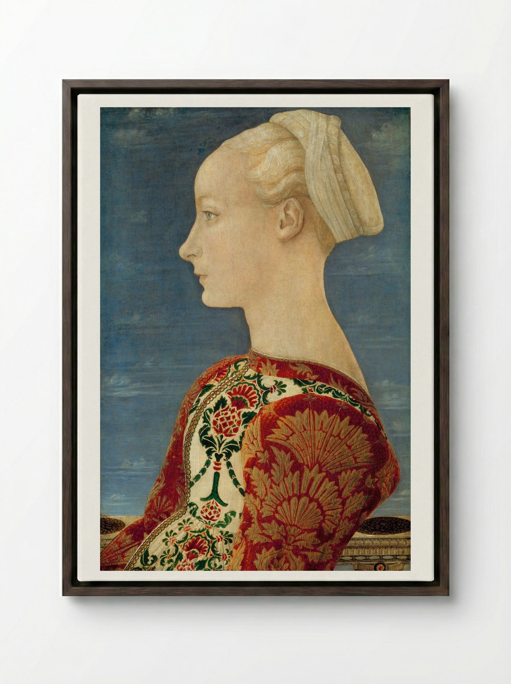 Profile Portrait of a Young Lady - Piero del Pollaiuolo - Framed Canvas Dark Wood