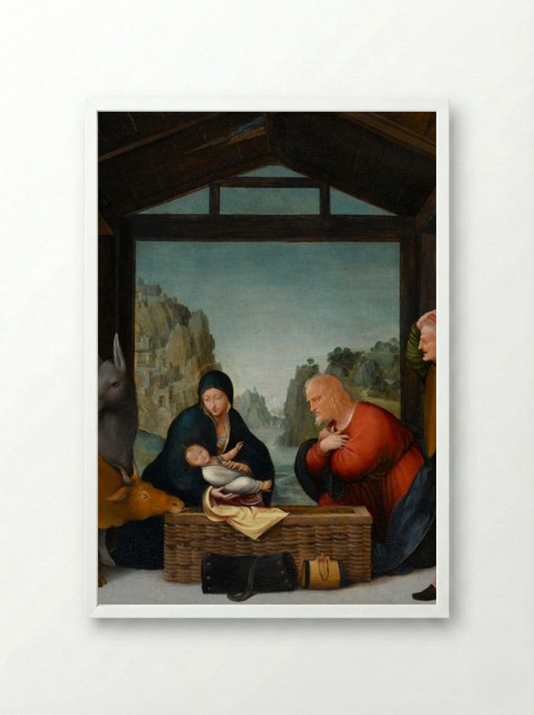 The Adoration of the Shepherds - Andrea Mantegna - Framed Print White