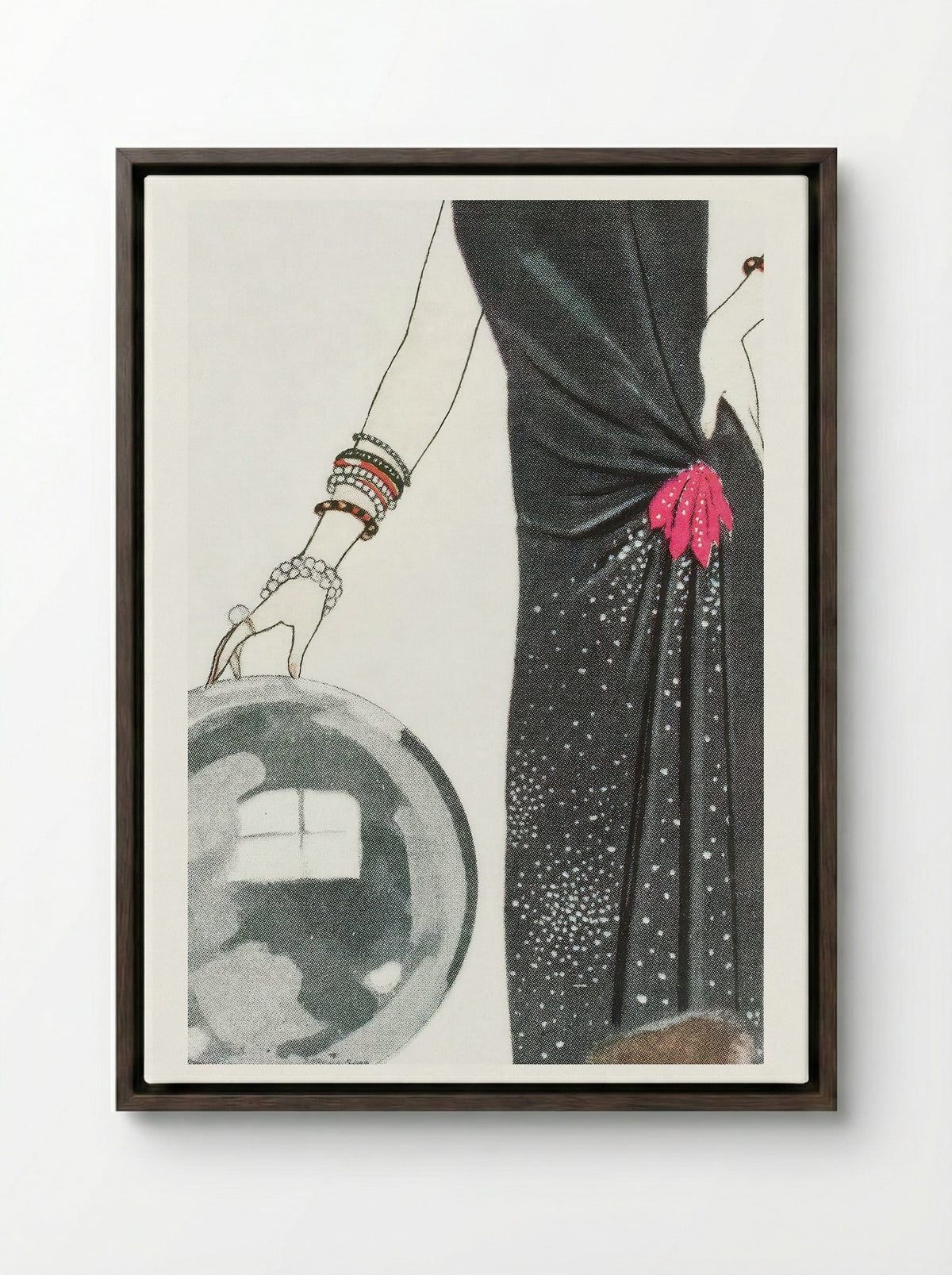 L'Empire du Monde, Robe du Soir, de Worth - George Barbier - Framed Canvas Dark Wood