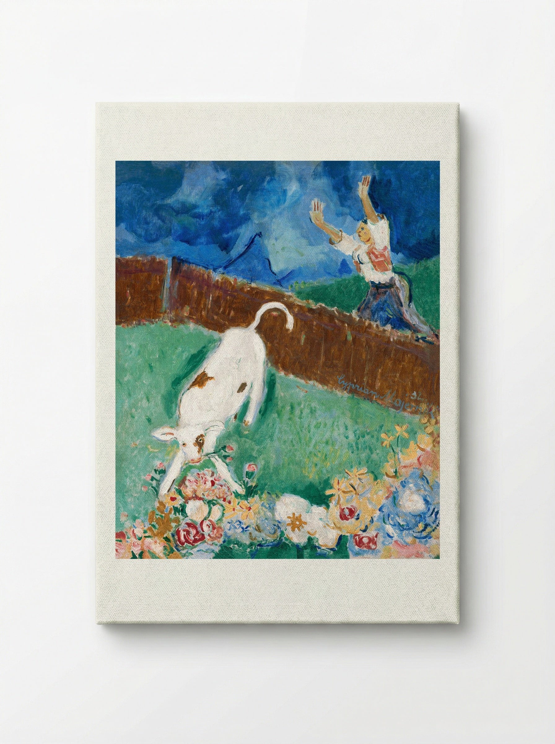 Calf in a Meadow - Cyprián Majerník - Canvas