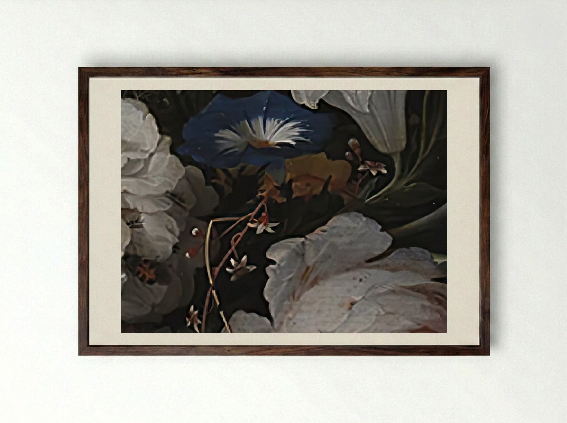 A Garland of Flowers - Abraham Mignon - Framed Print Dark Wood