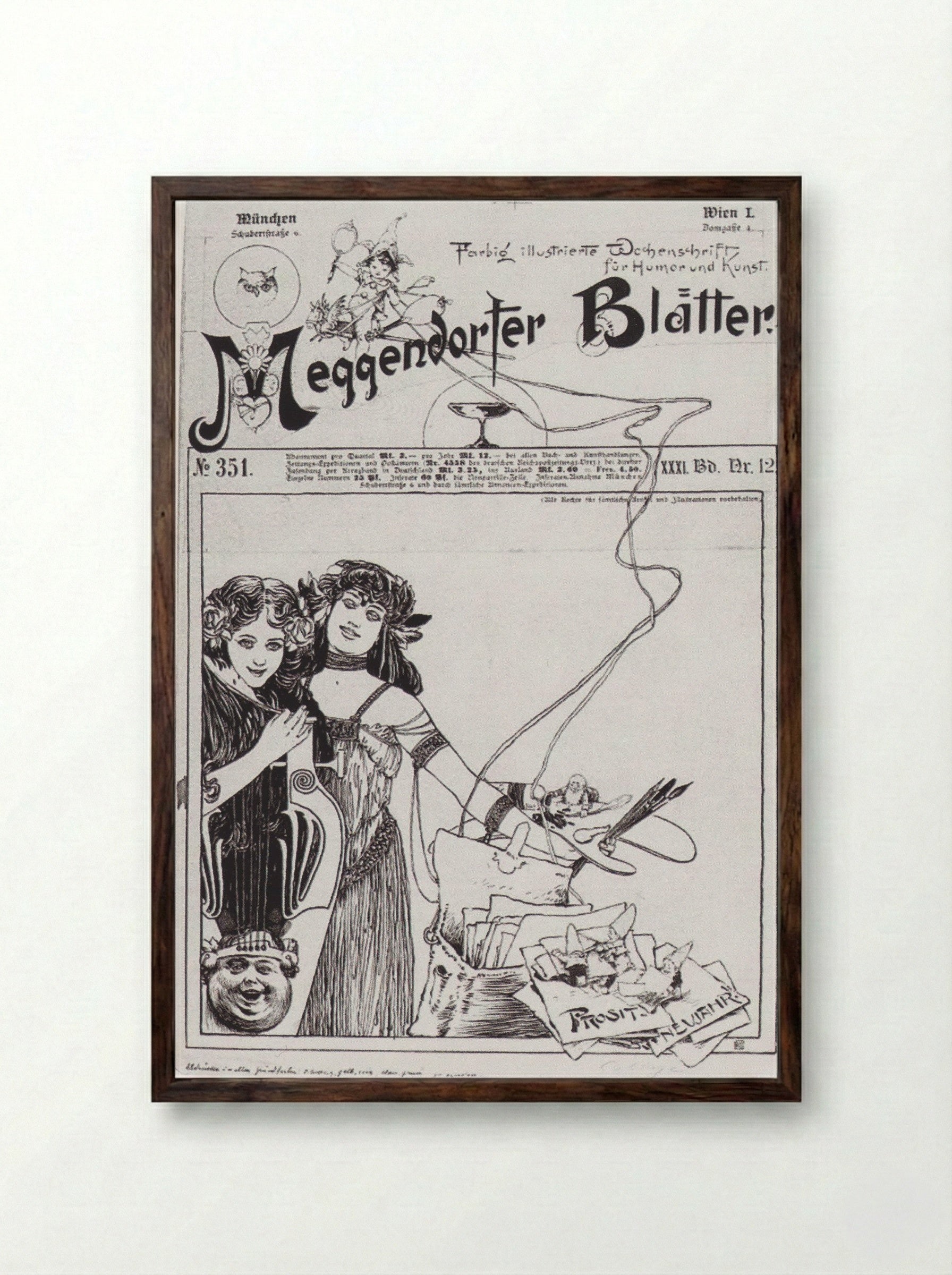 Cover design for Meggendorfer Blätter - Koloman Moser - Framed Print Dark Wood