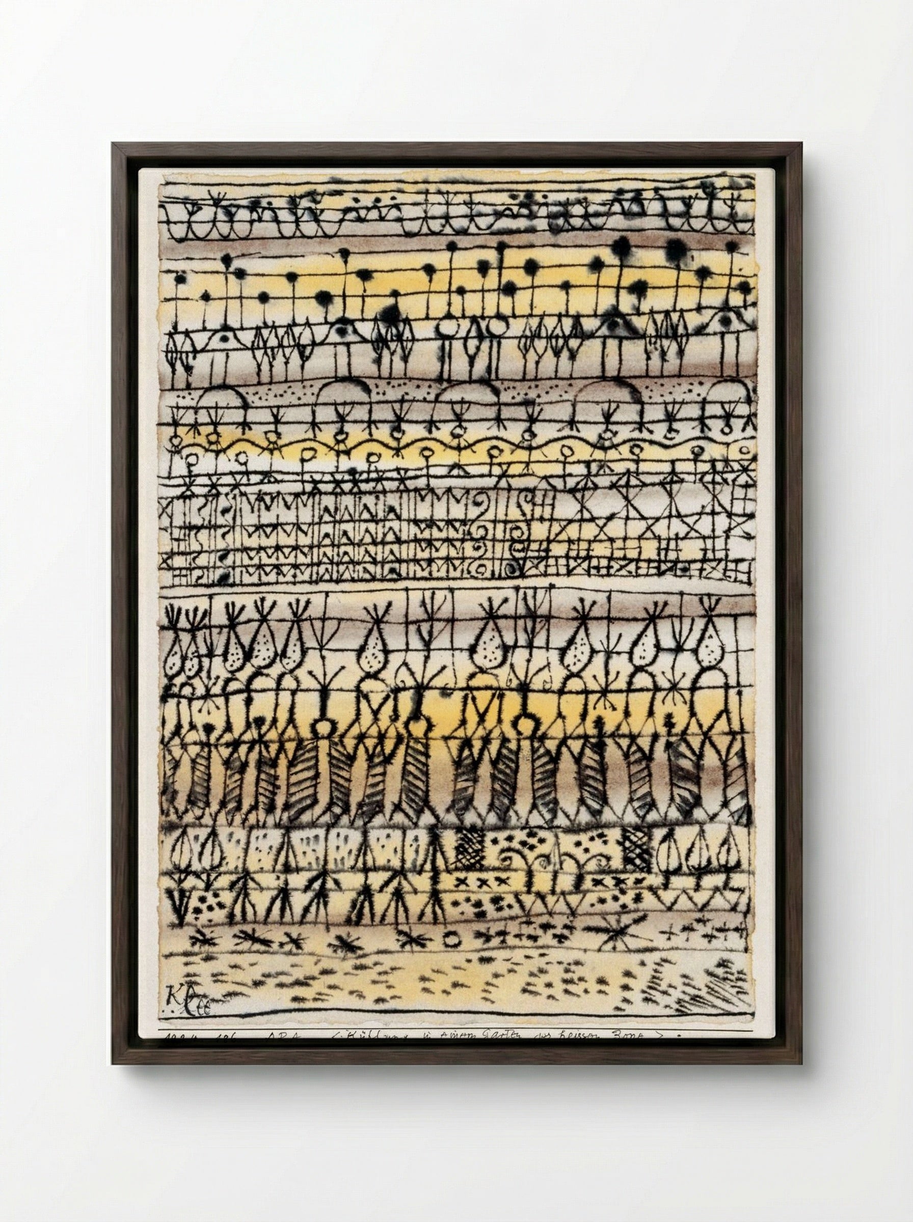 Cooling in a Hot Zone Garden - Paul Klee - Framed Canvas Dark Wood