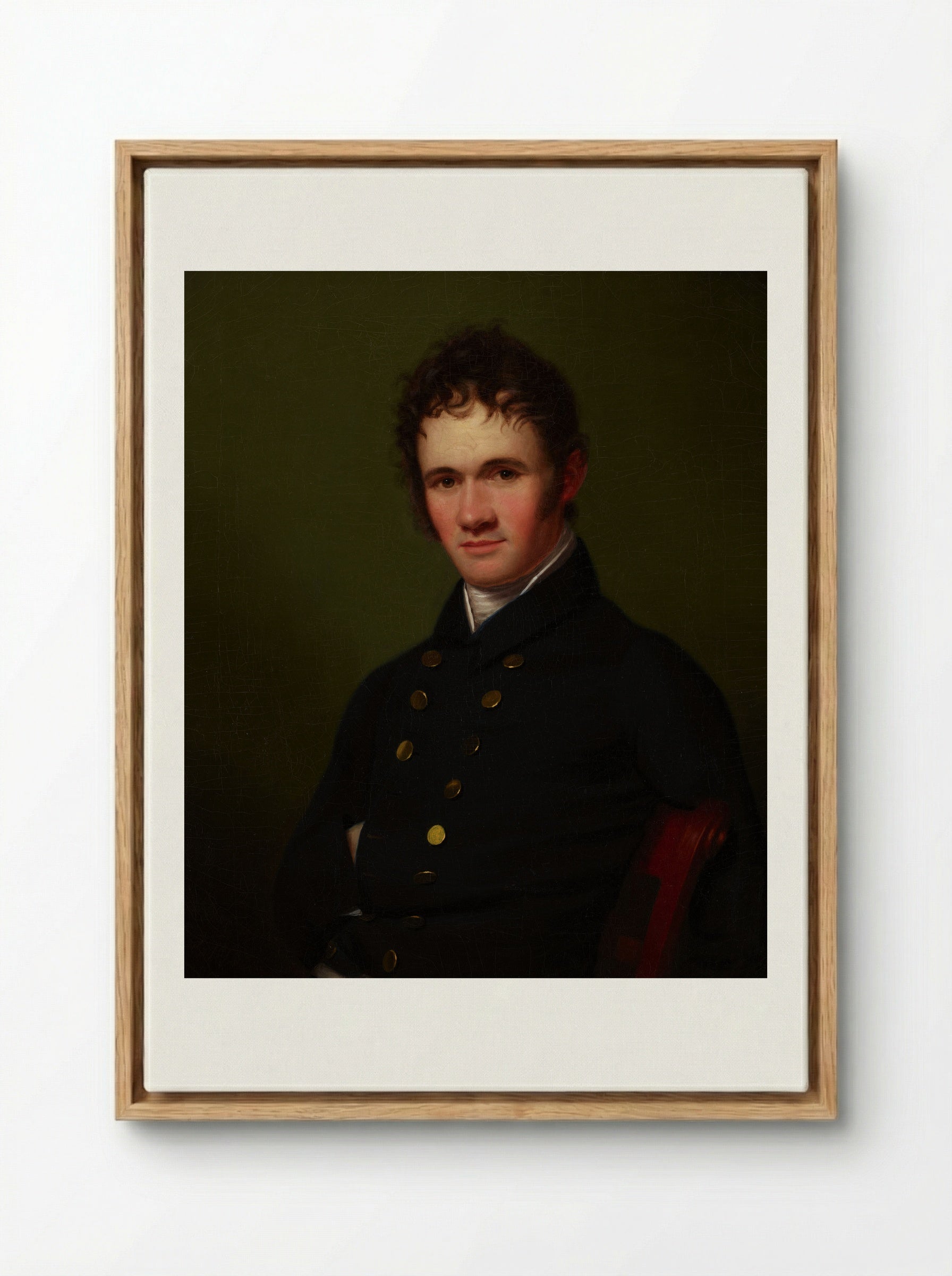 Portrait of a Man, Waist-Length, Seated - Fine Art Print - Framed Canvas Wood