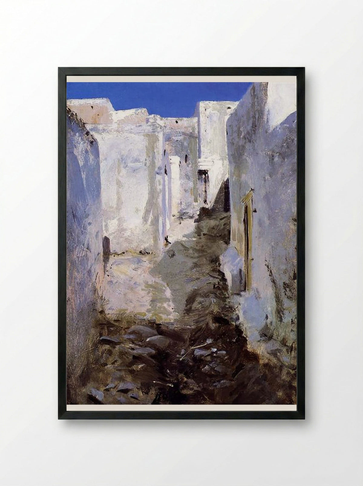 A Street in Algiers - John Singer Sargent - Framed Print Black
