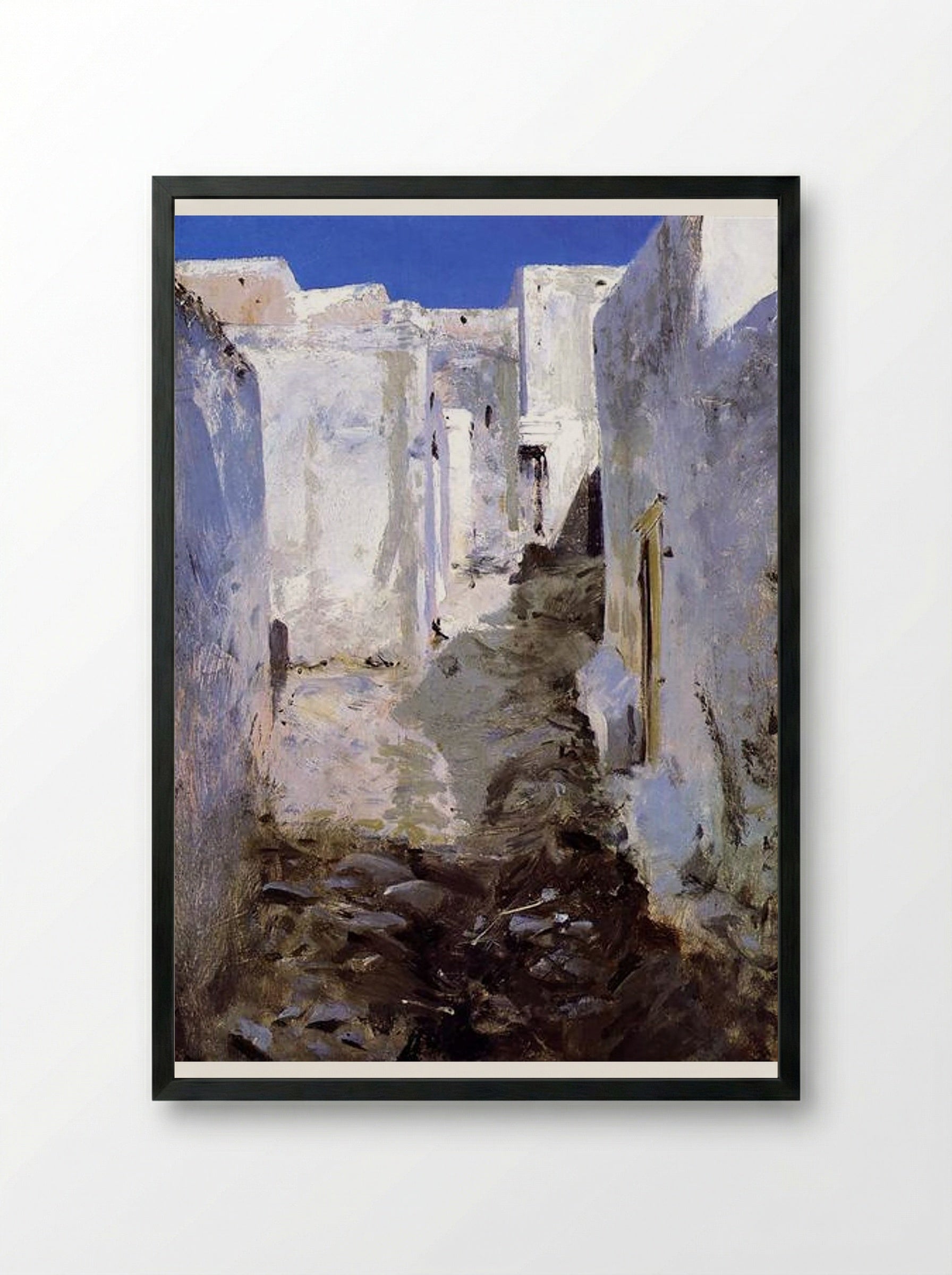 A Street in Algiers - John Singer Sargent - Framed Print Black
