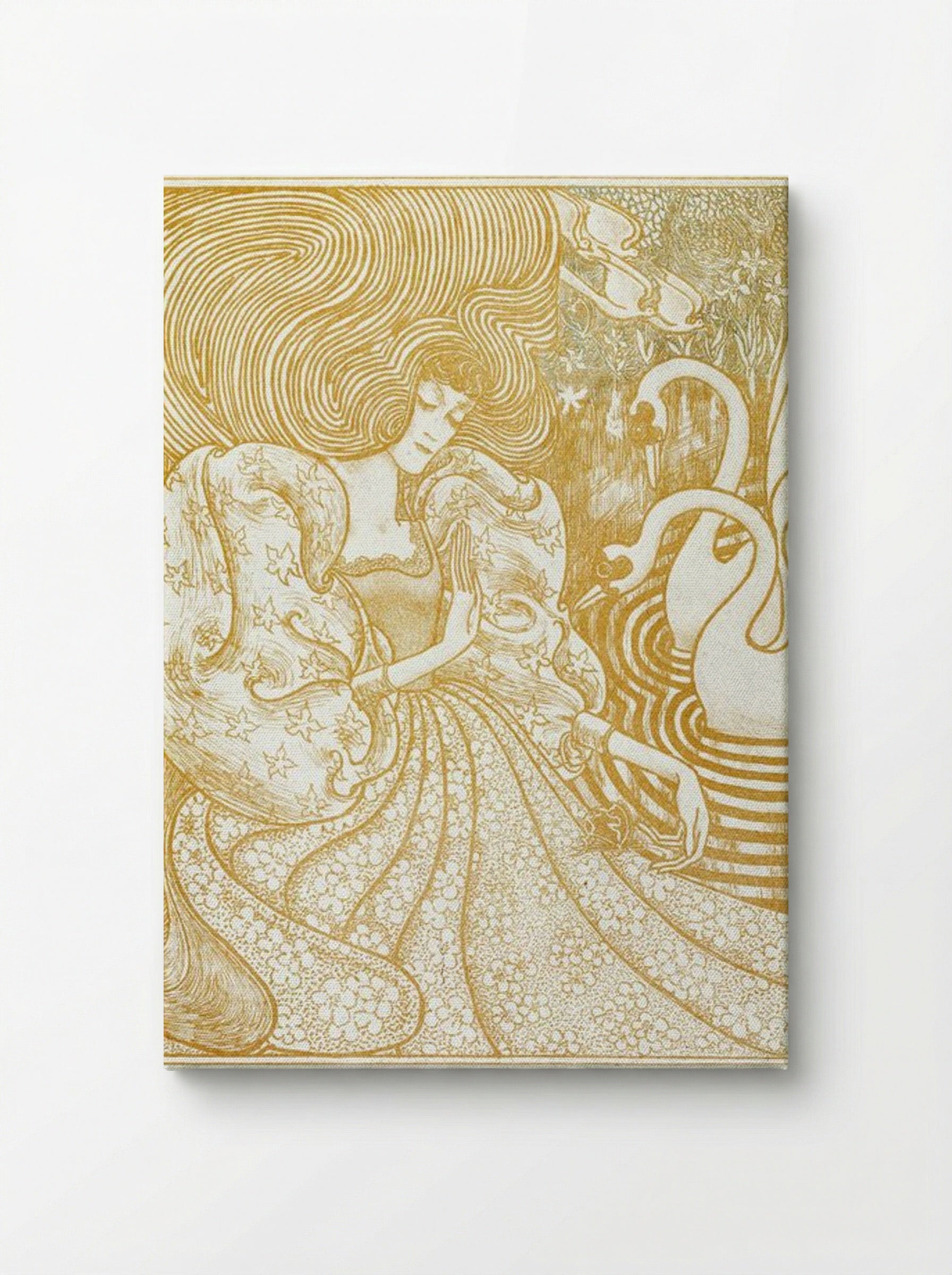 Woman with a Butterfly at a Pond with Two Swans - Jan Toorop - Canvas
