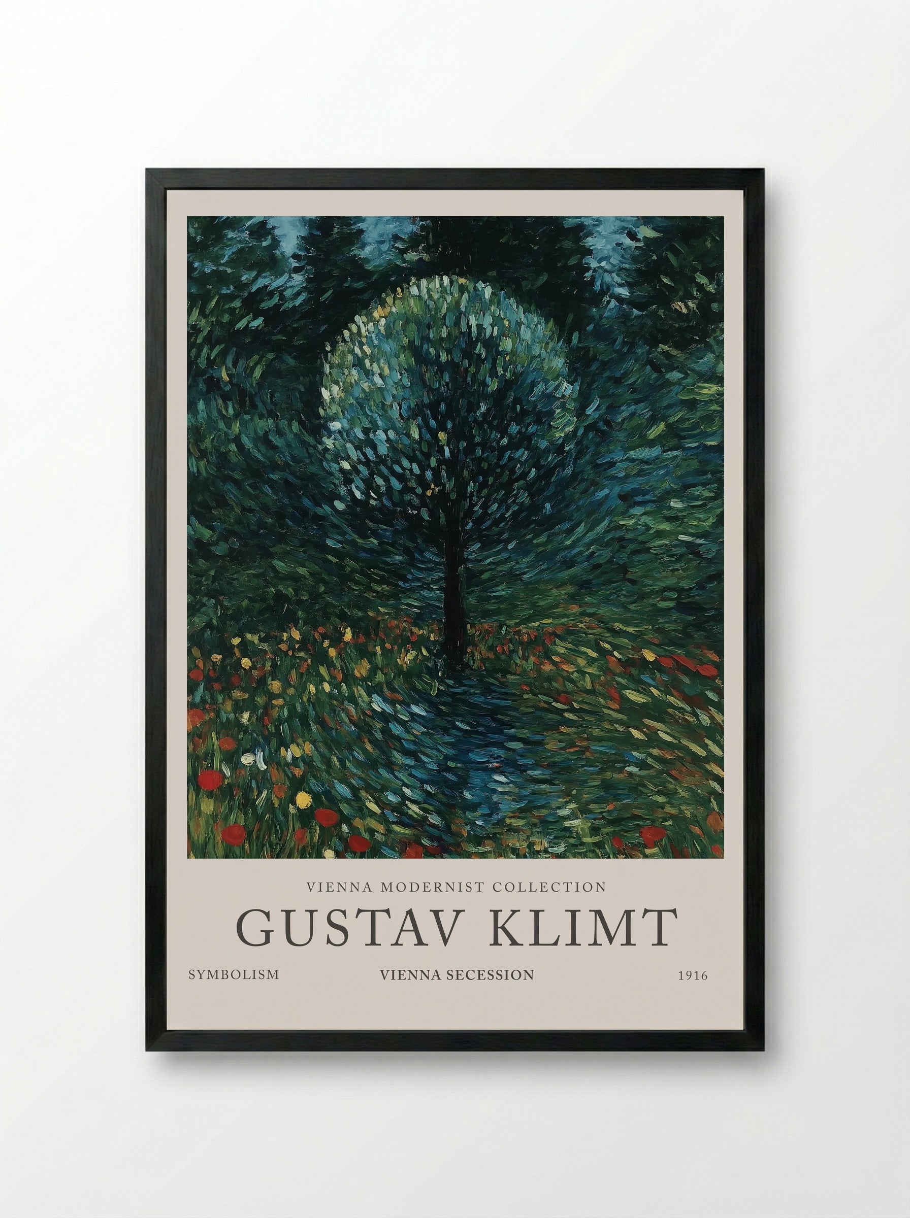 Orchard Tree in Bloom - Gustav Klimt - Framed Print Black