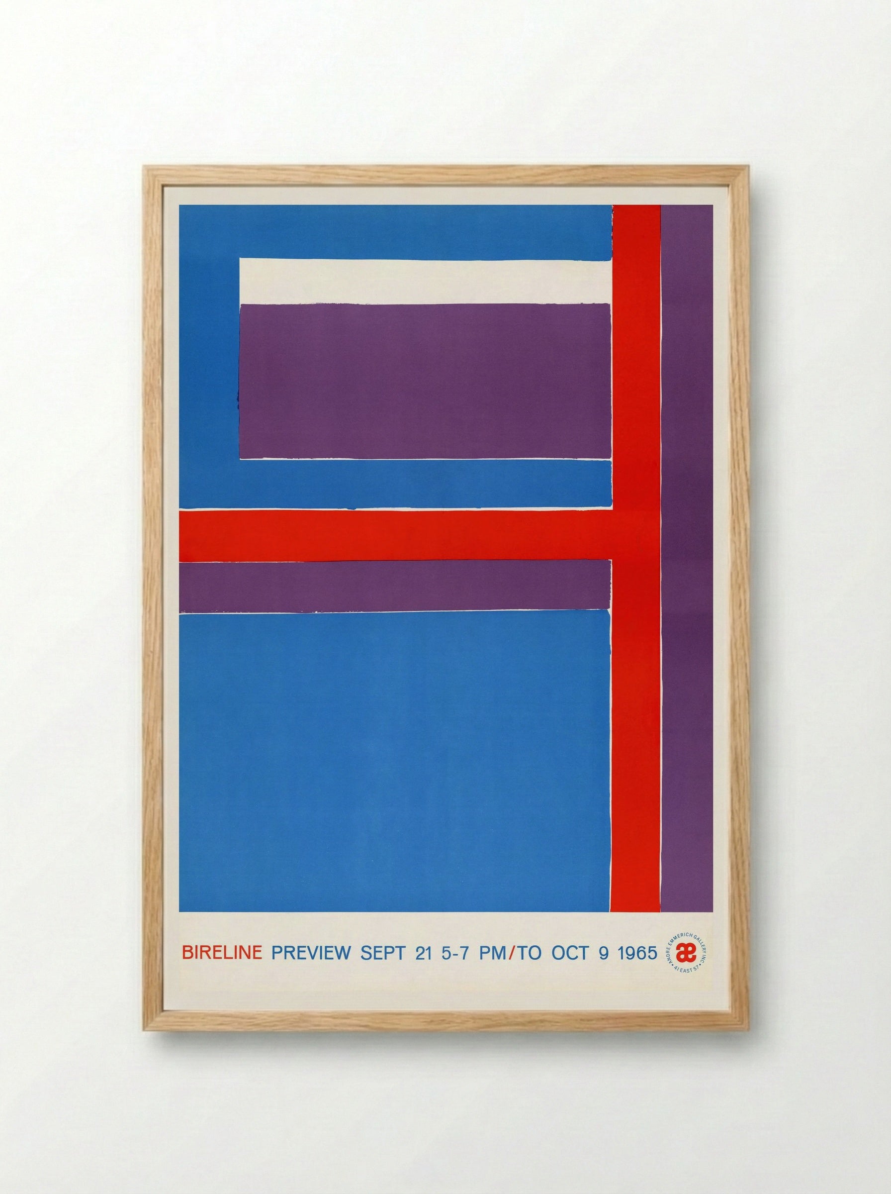 Bireline Preview, Sept. 21, 5-7 p.m. to Oct. 9, 1965 (Exhibition Poster) - George Bireline - Framed Print Wood