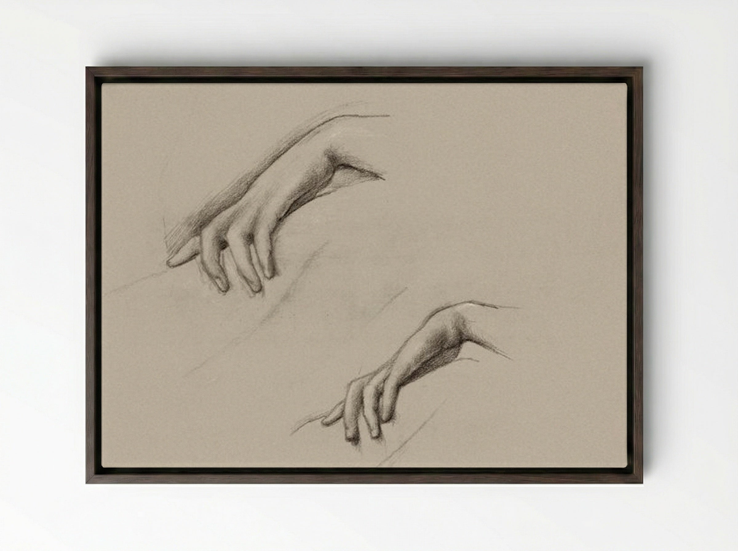 Studies for a Hand in 'The Godhead Fires' - Edward Burne-Jones - Framed Canvas Dark Wood