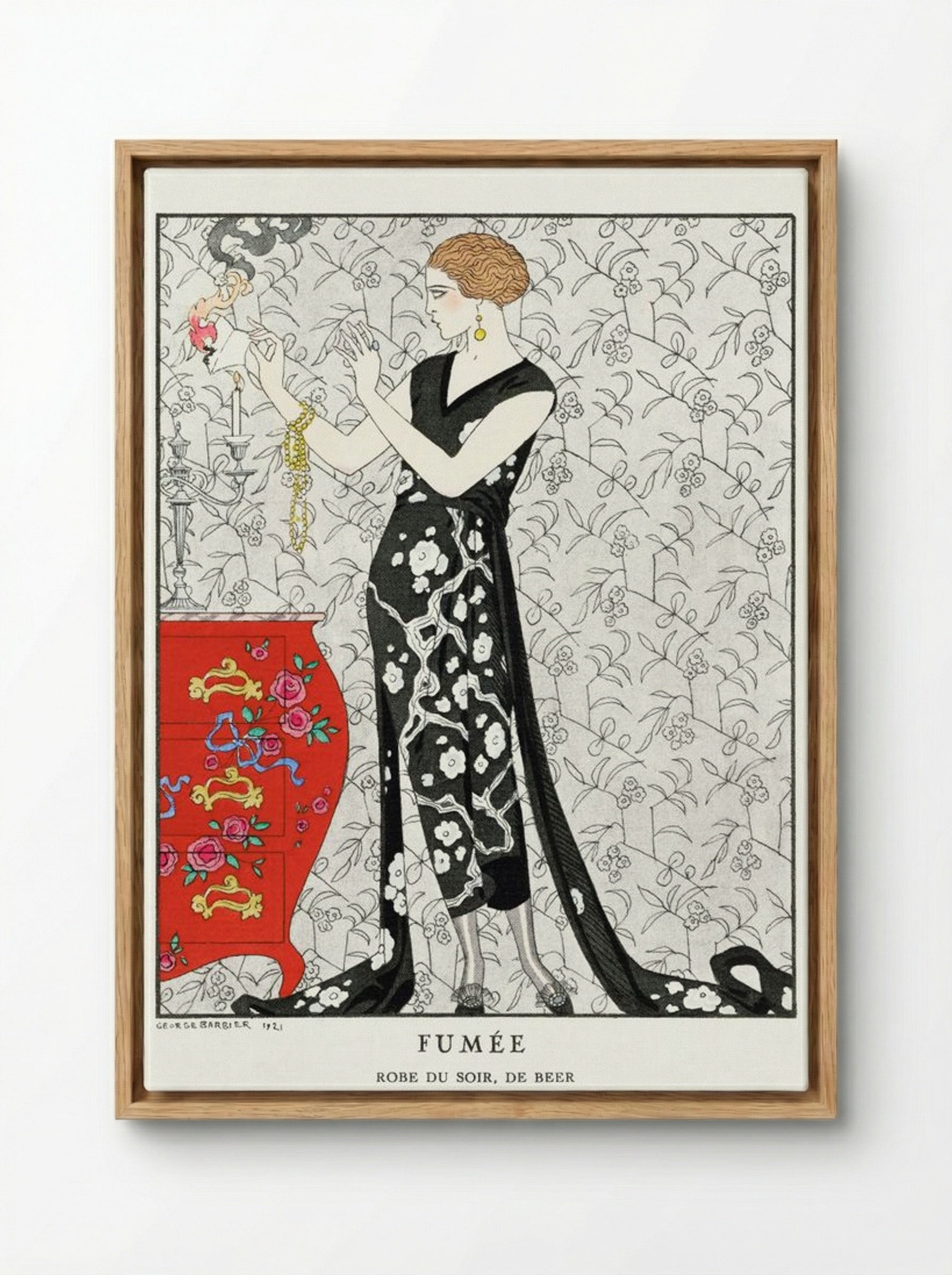 Fumée, Robe du Soir, de Beer (Fashion Illustration) - George Barbier - Framed Canvas Wood