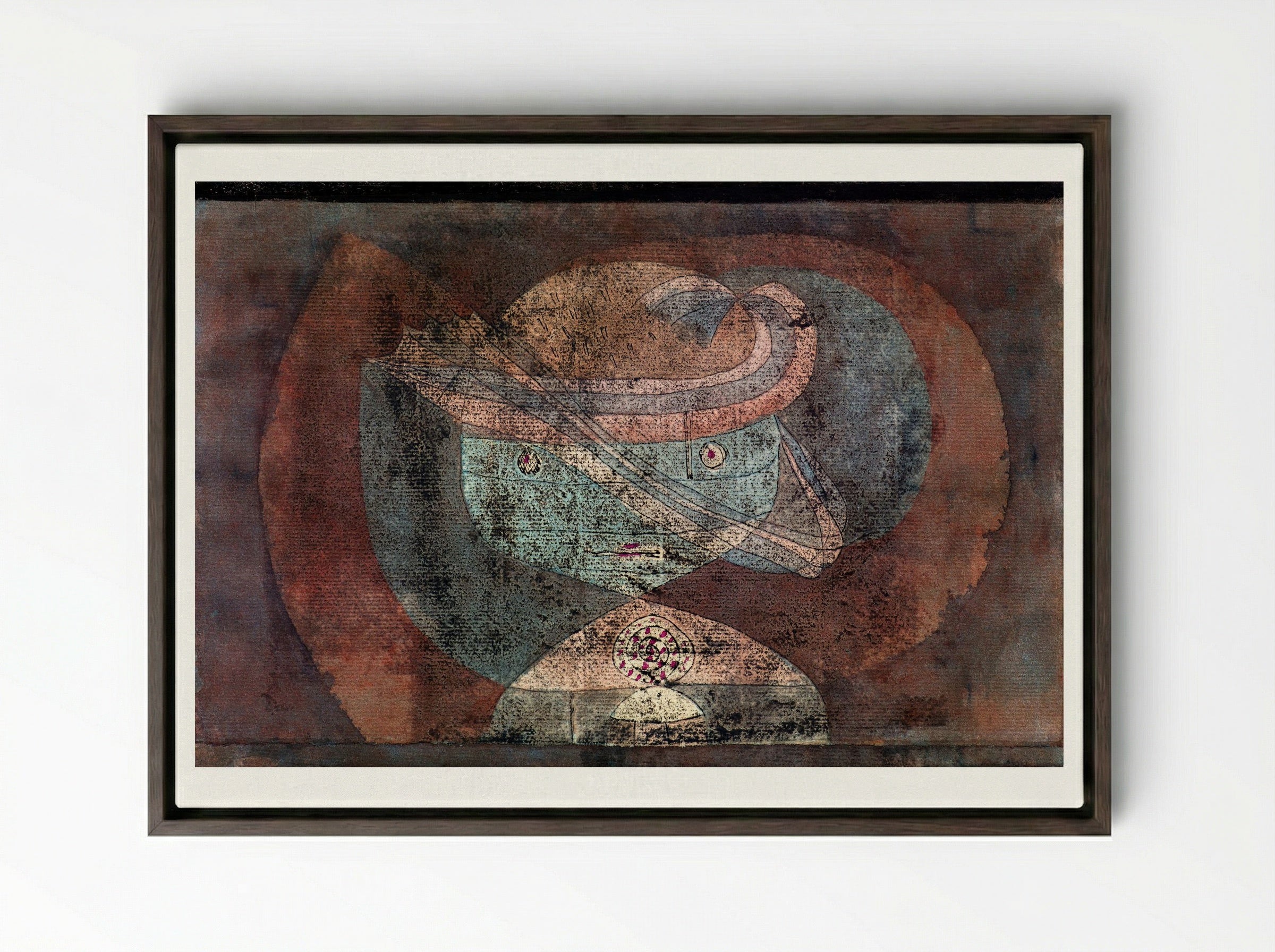 Movement around a Child - Paul Klee - Framed Canvas Dark Wood