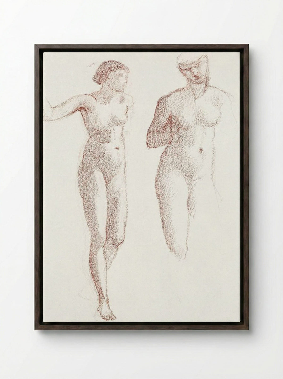 Cupid and Psyche - Female Nude - Two Studies - Edward Burne-Jones - Framed Canvas Dark Wood