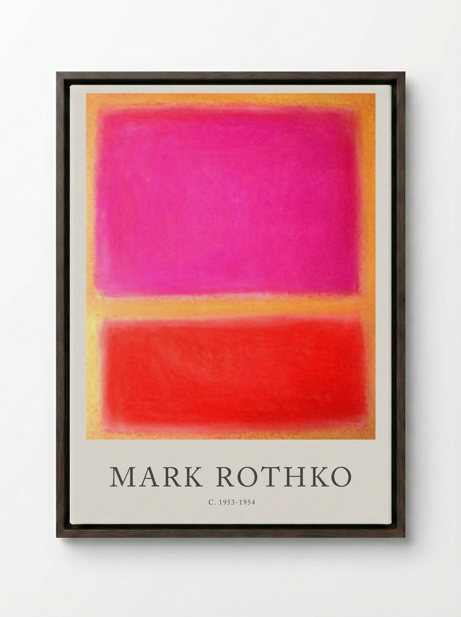 Untitled (Pink and Red Rectangles) - Mark Rothko - Framed Canvas Dark Wood