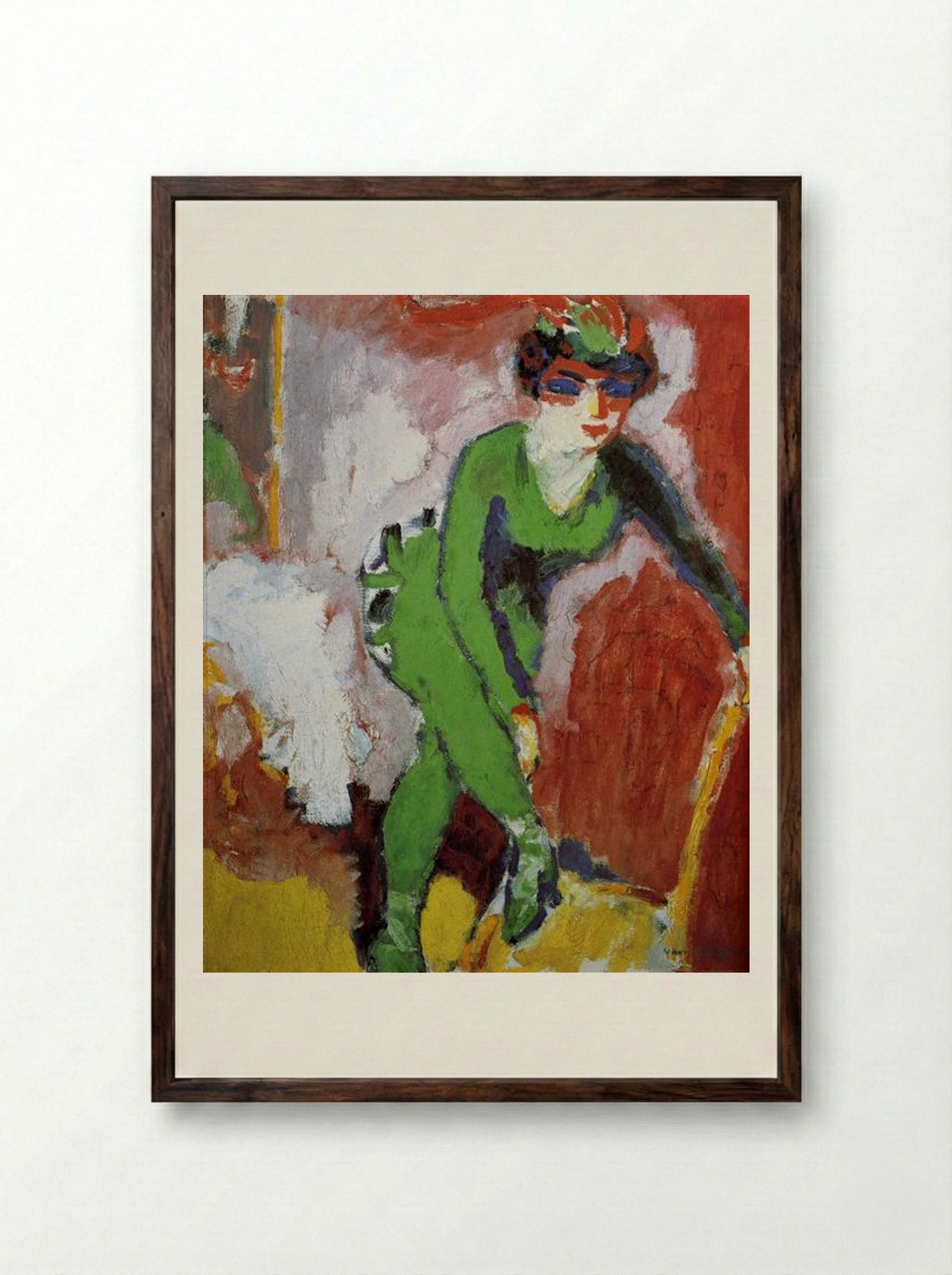 Woman with Green Stockings - Kees van Dongen - Framed Print Dark Wood
