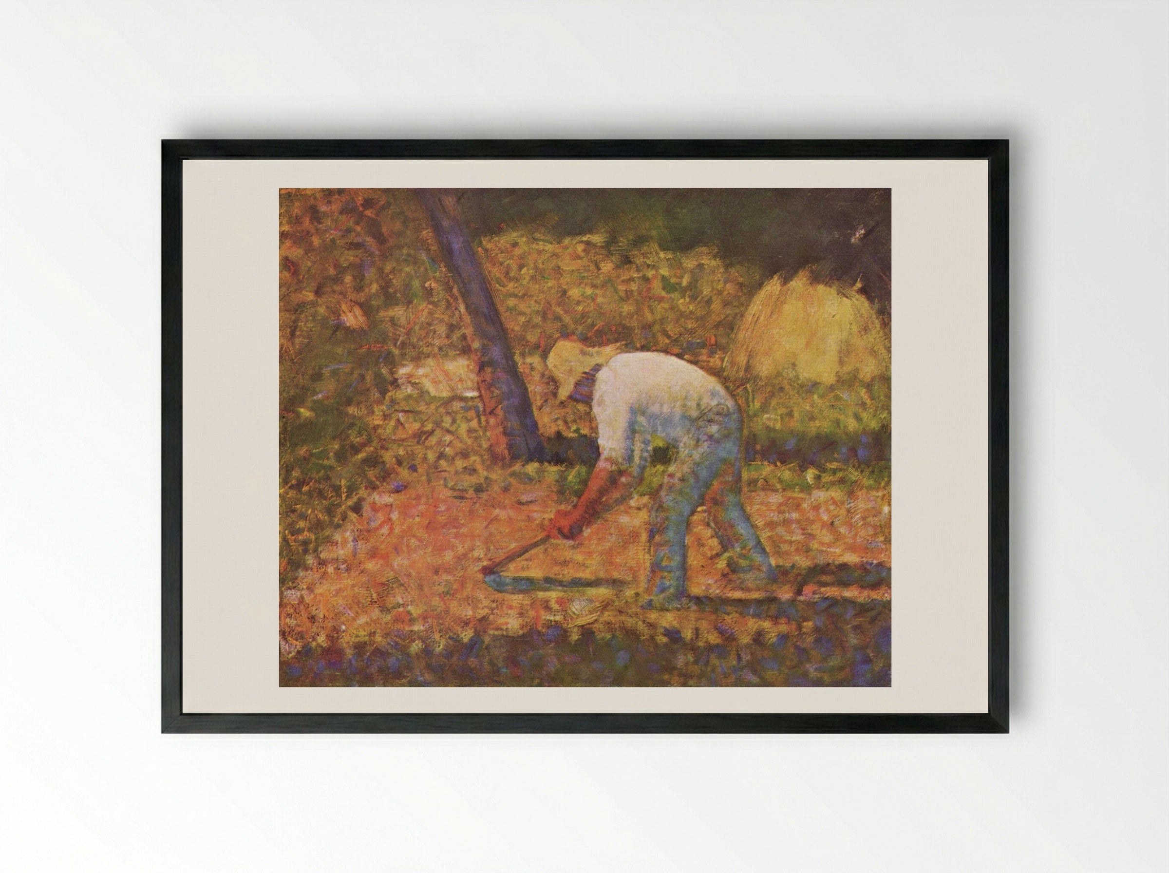 Peasant with Hoe - Camille Pissarro - Framed Print Black