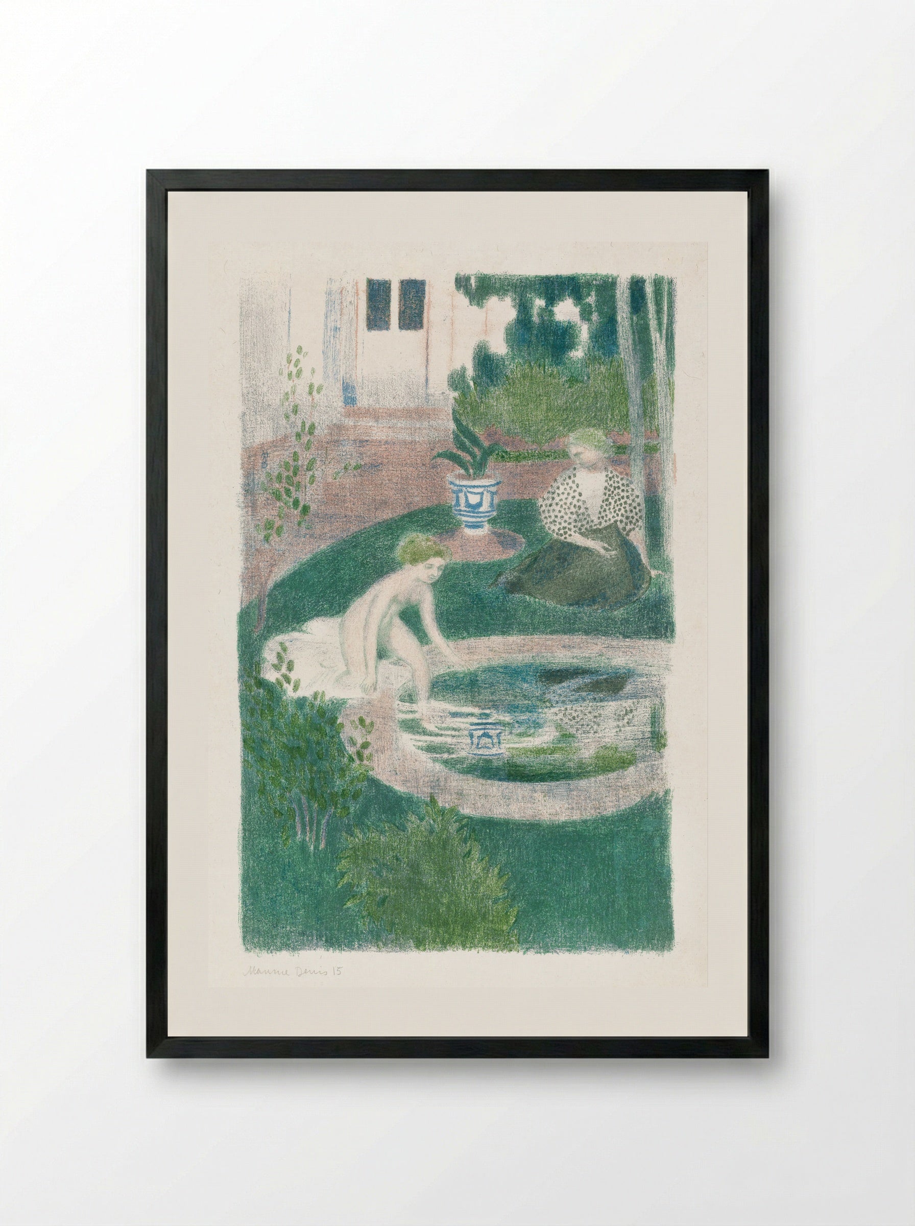 The Reflection in the Fountain (Le reflet dans la fontaine) - Maurice Denis - Framed Print Black
