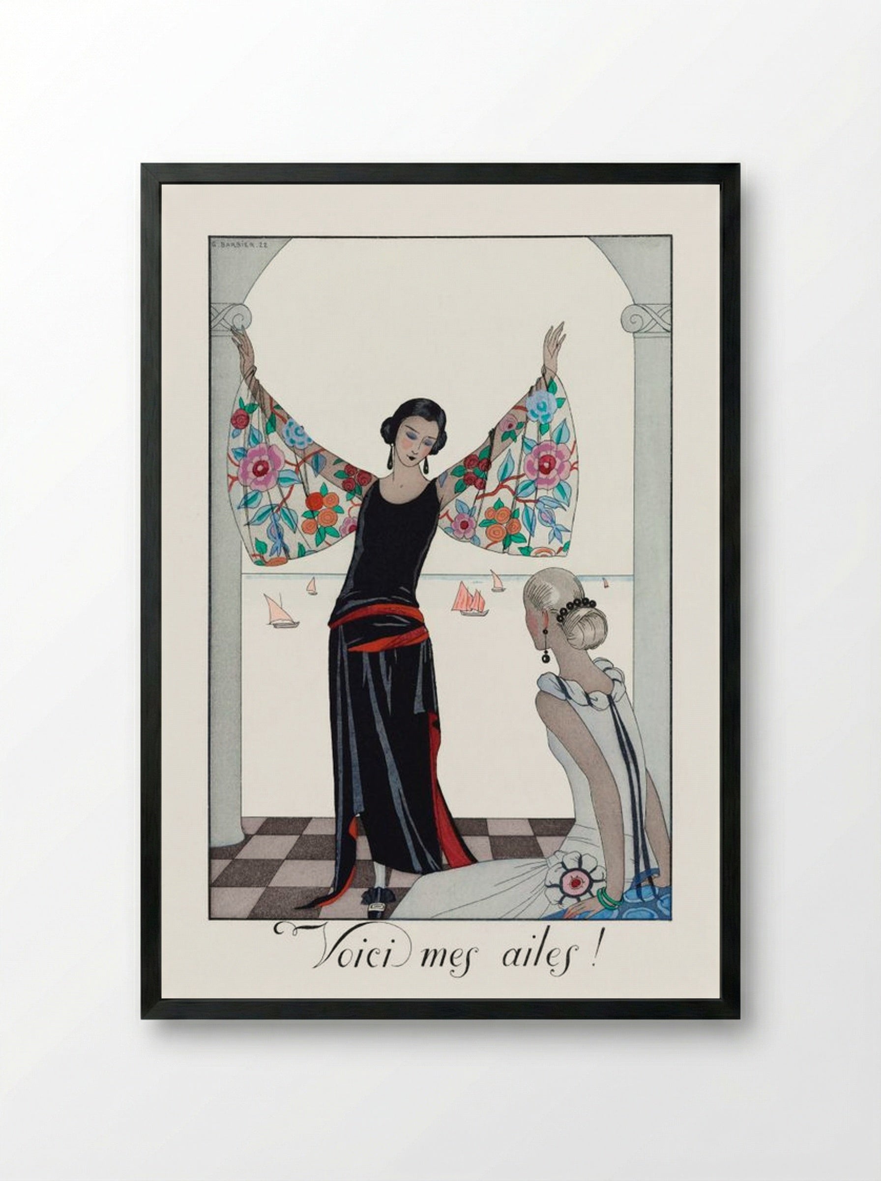 Voici mes ailes! - George Barbier - Framed Print Black