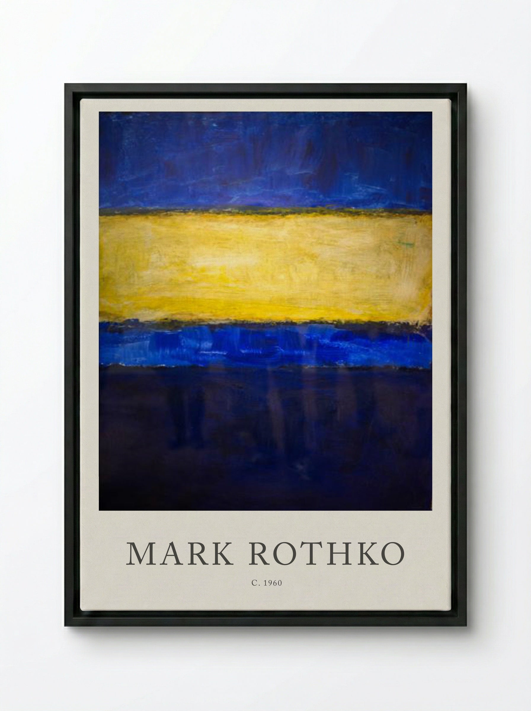 Untitled (Blue, Yellow, Blue) - Mark Rothko - Framed Canvas Black