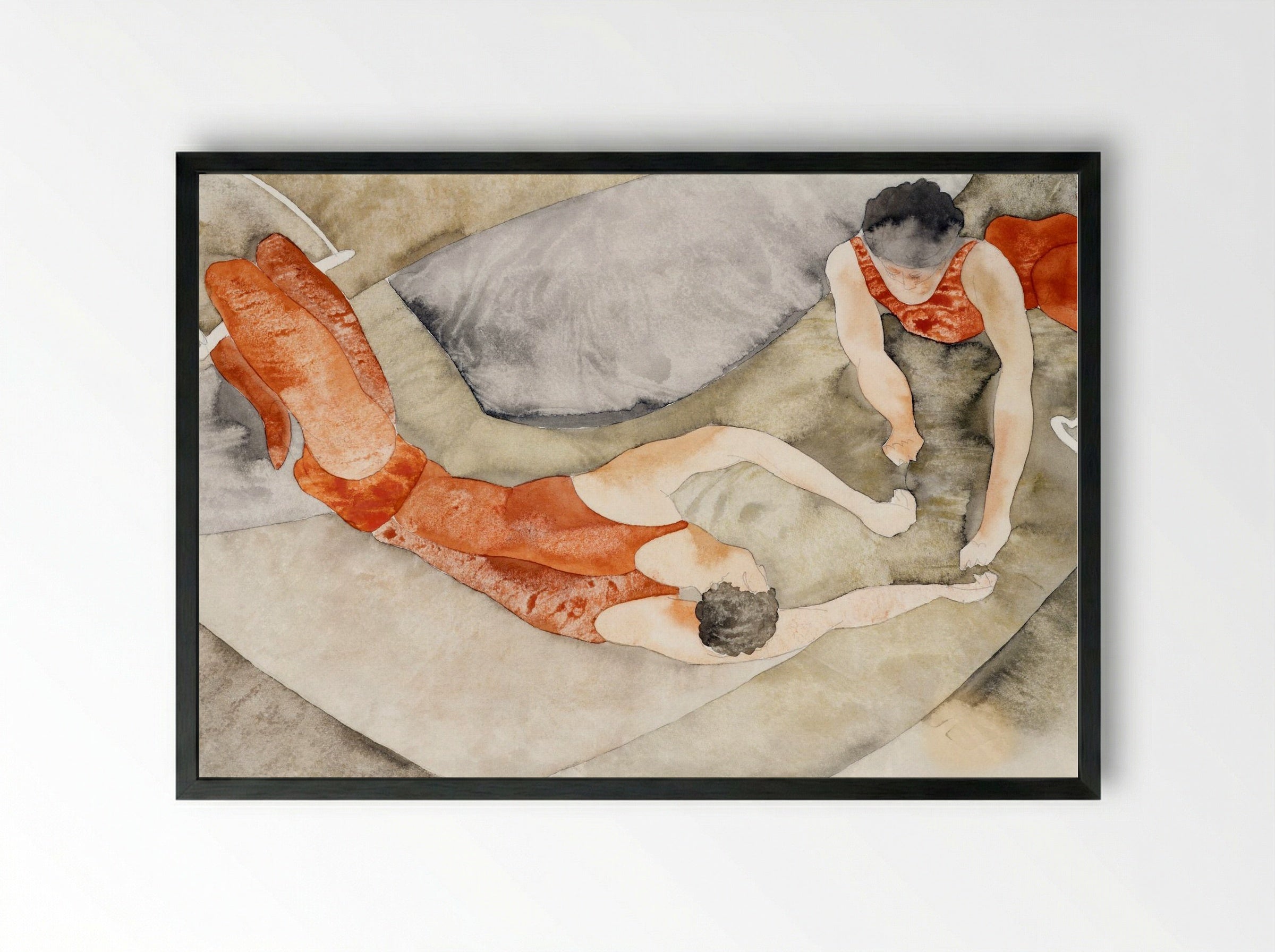 Two Trapeze Performers in Red - Charles Demuth - Framed Print Black