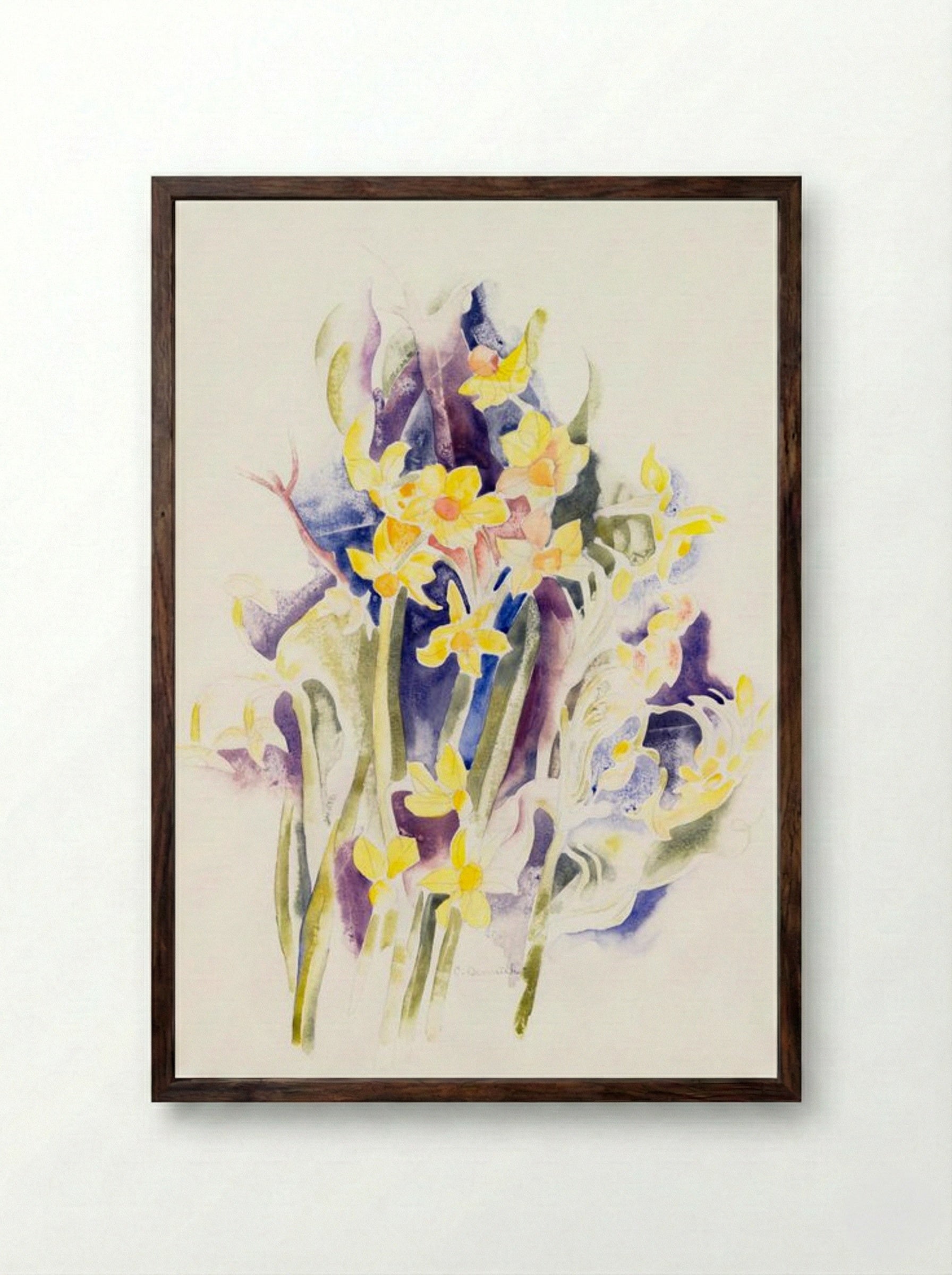 Small Daffodils - Charles Demuth - Framed Print Dark Wood