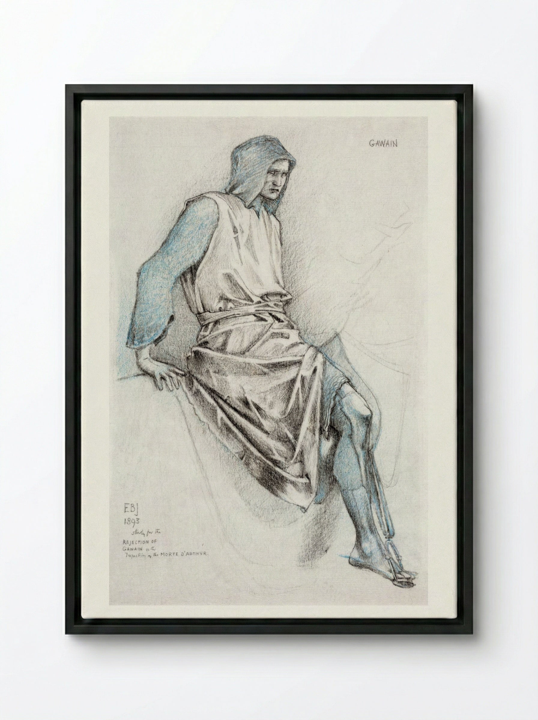 Study for 'The Failure of Gawaine' - Edward Burne-Jones - Framed Canvas Black