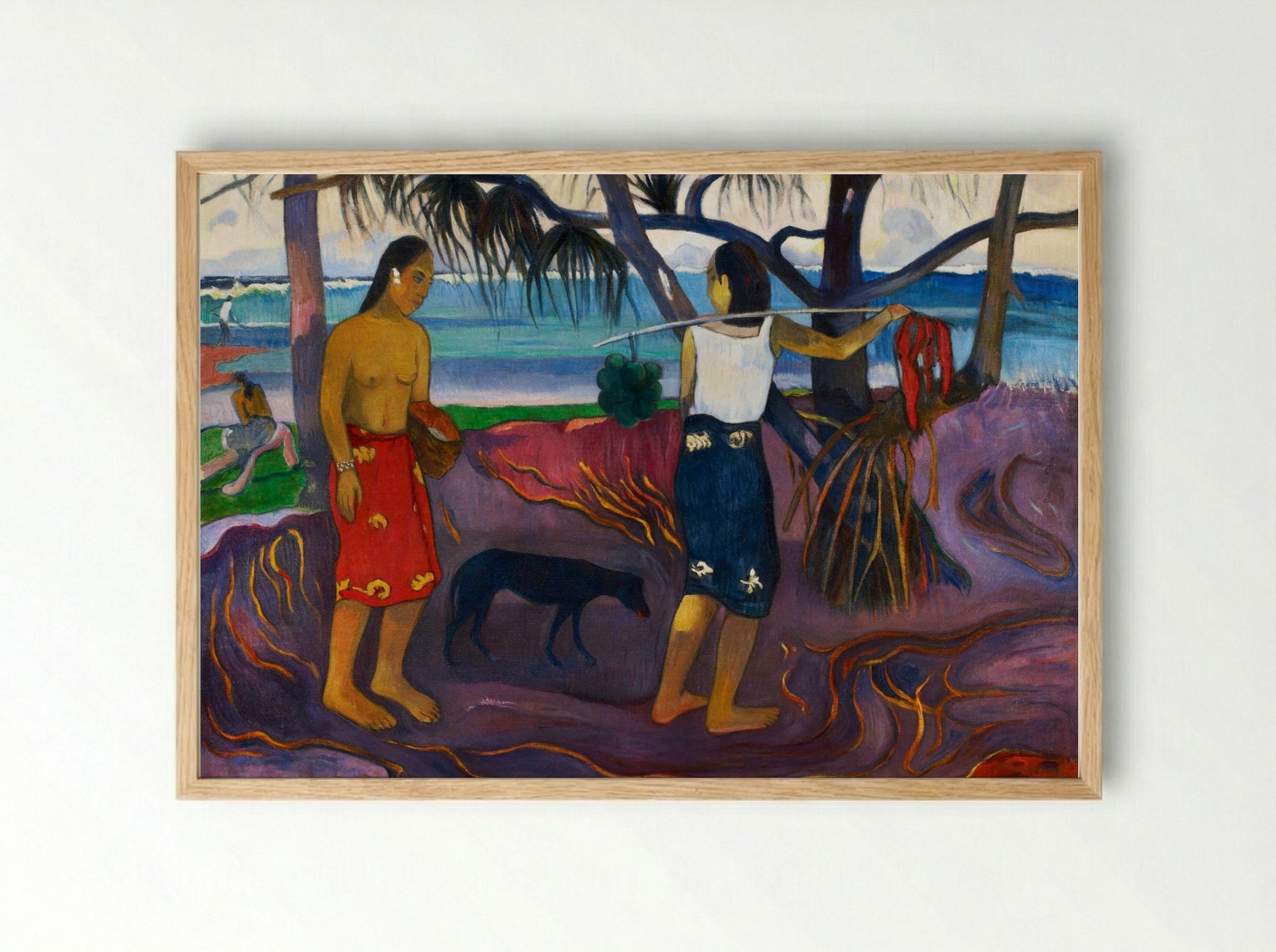 I Raro Te Oviri (Under the Pandanus) - Paul Gauguin - Framed Print Wood