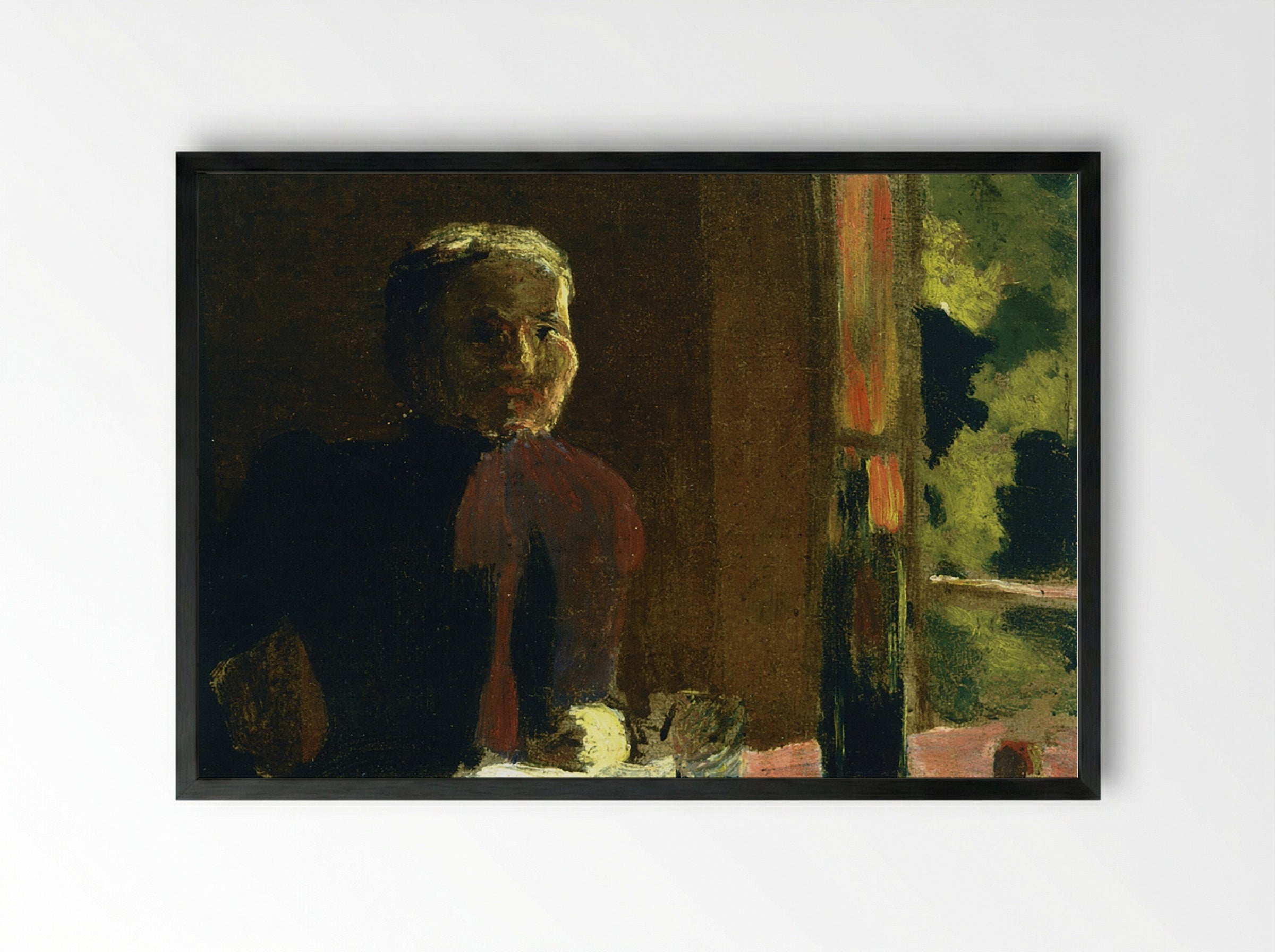 Madame Vuillard at Table - Édouard Vuillard - Framed Print Black