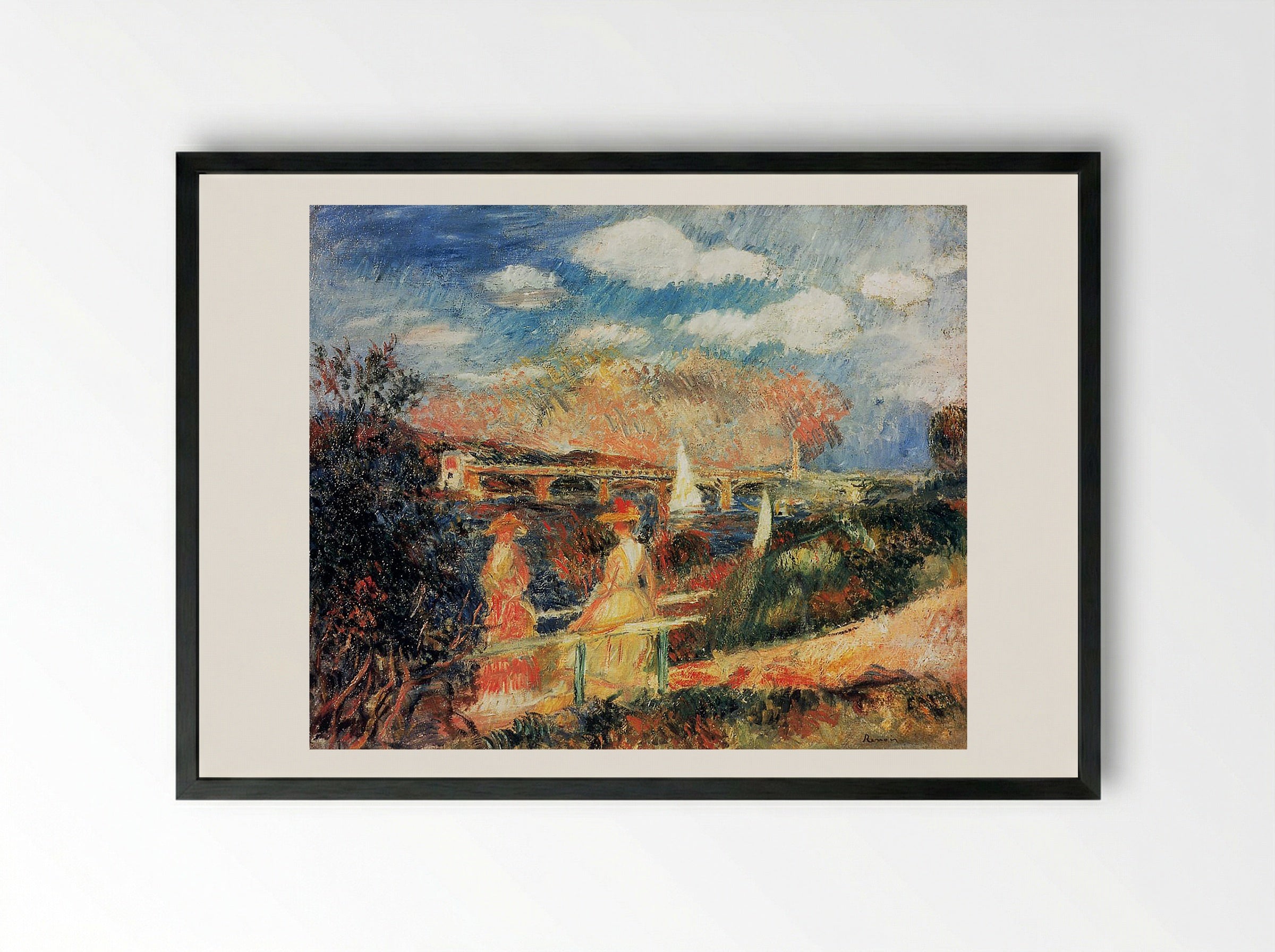 The Banks of the Seine at Argenteuil - Pierre-Auguste Renoir - Framed Print Black