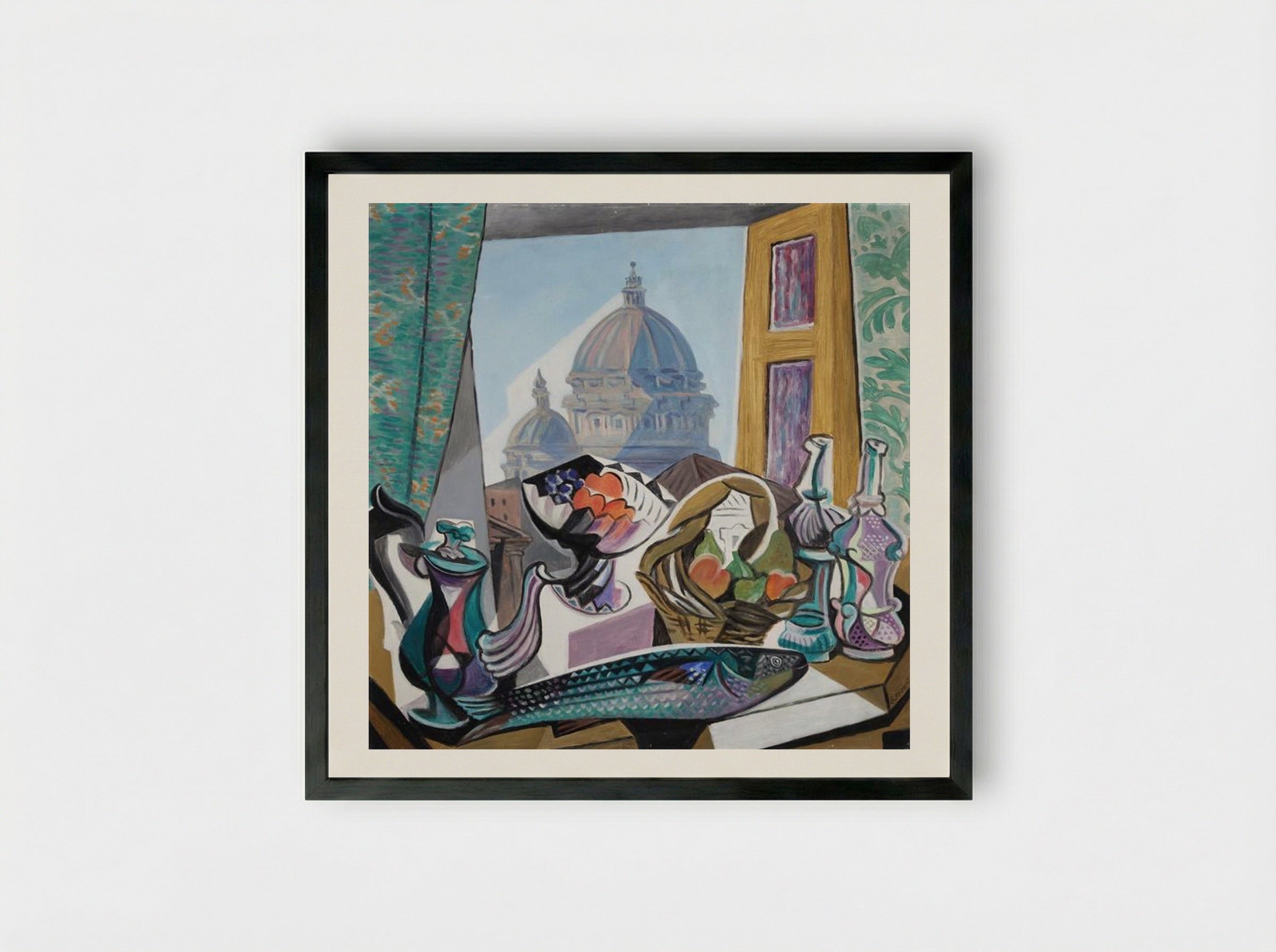 Still Life with the Dome of St. Peter's - Gino Severini - Framed Print Black