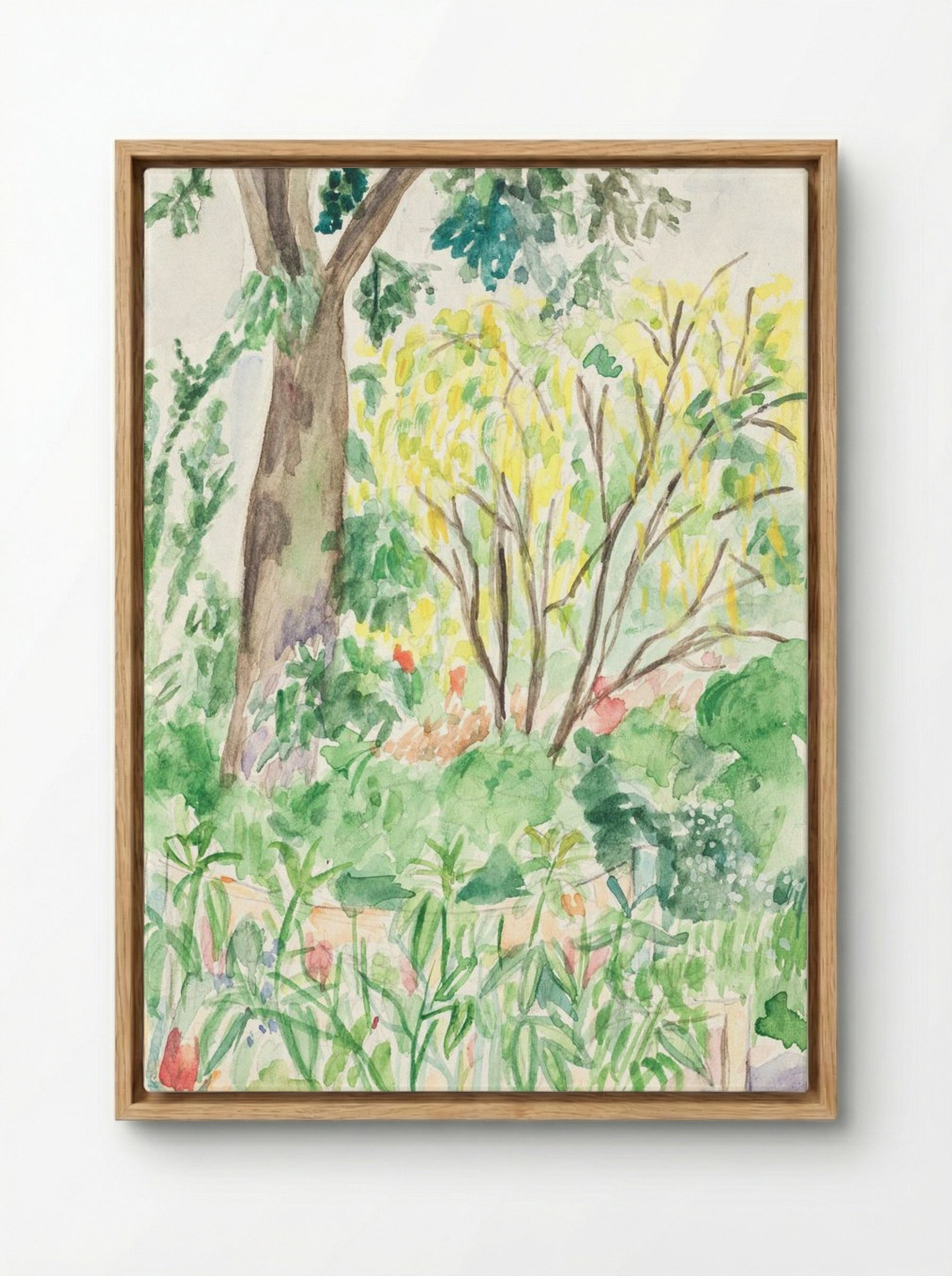 Golden Rain in a Garden - John Christensen - Framed Canvas Wood