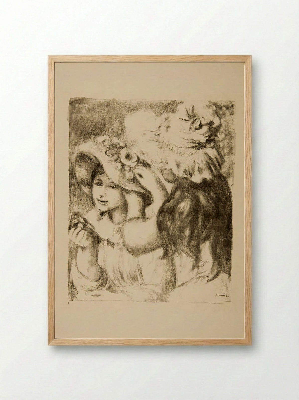 The Pinned Hat - Pierre-Auguste Renoir - Framed Print Wood