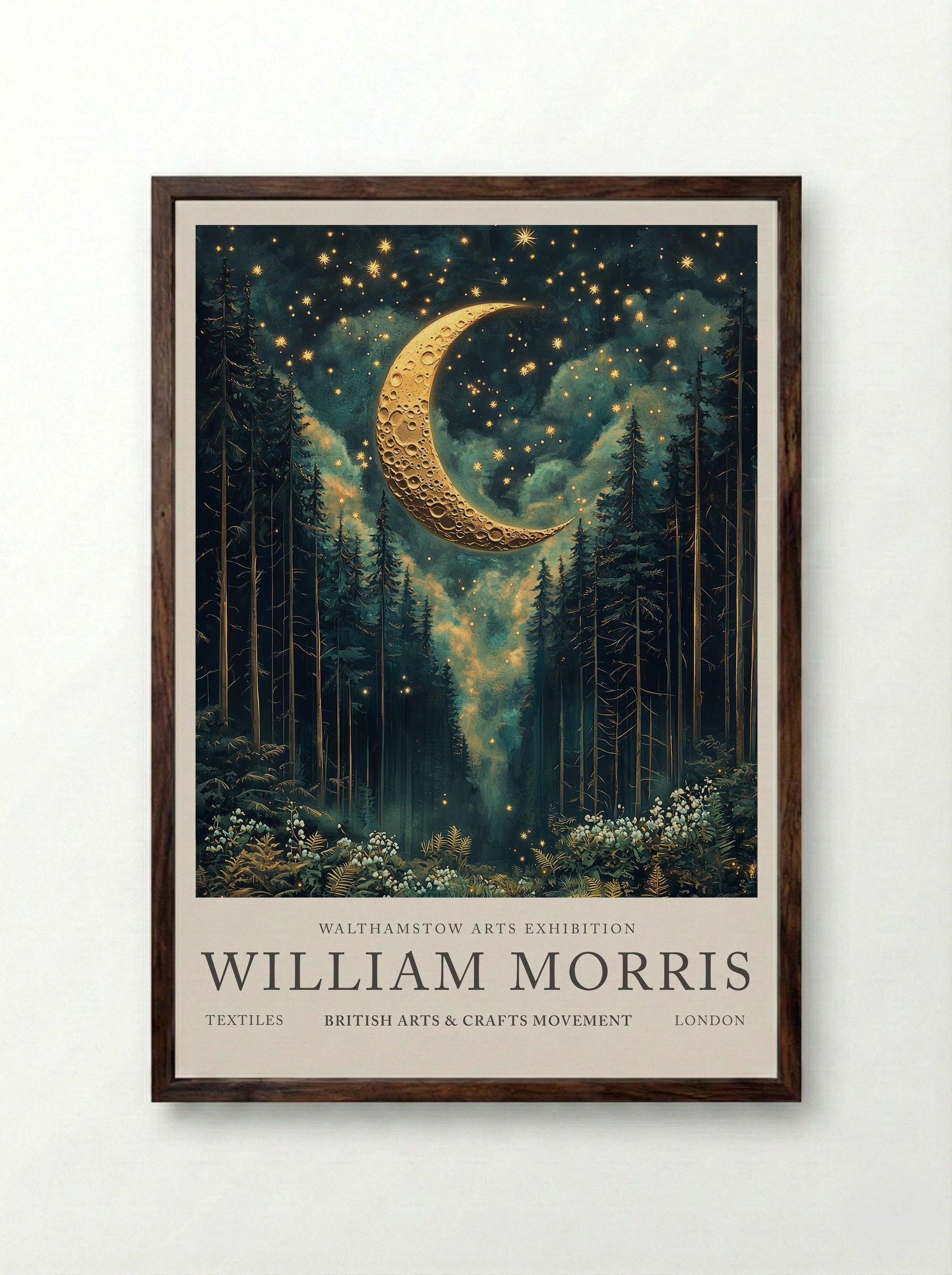 Crescent Canopy - William Morris - Framed Print Dark Wood