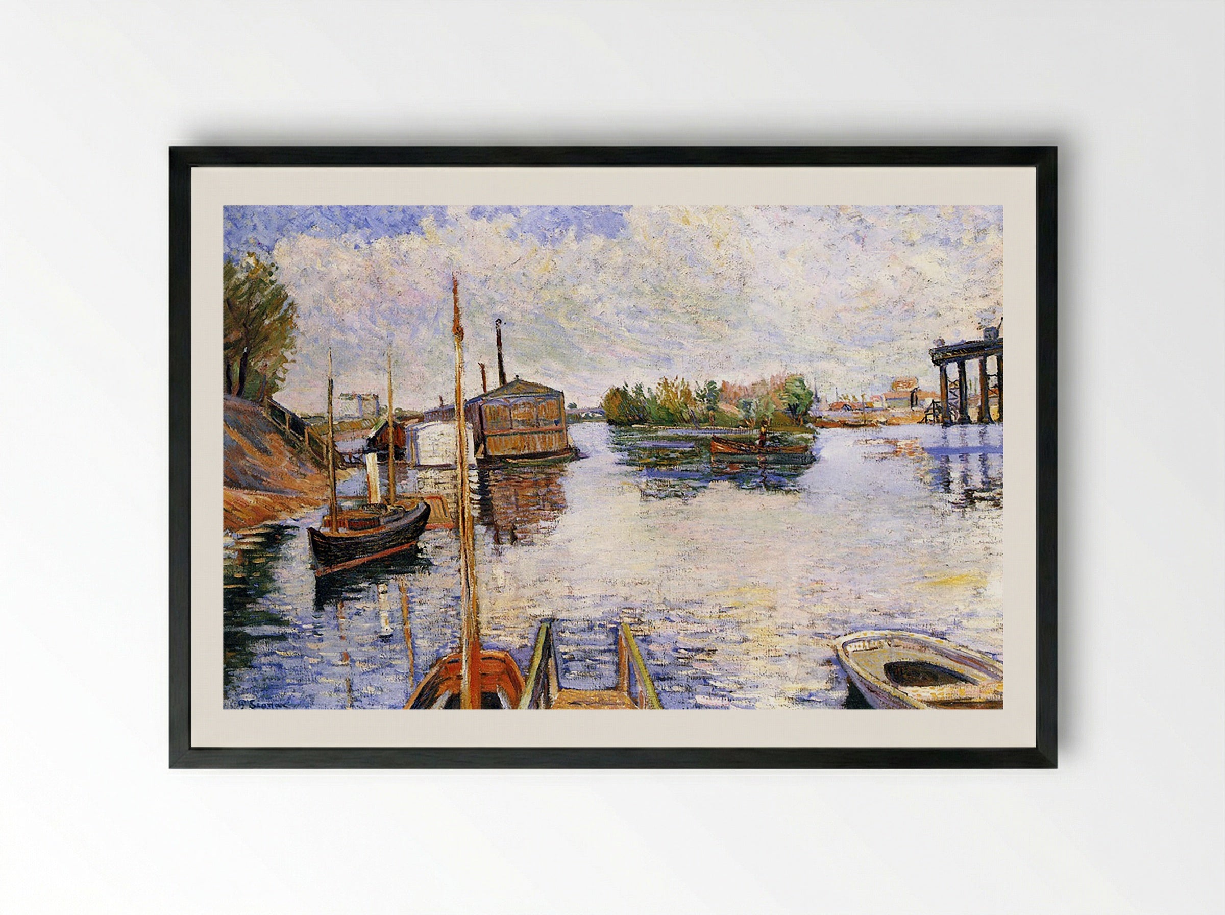 Paris, Ponton des Bains Bailet - Paul Signac - Framed Print Black
