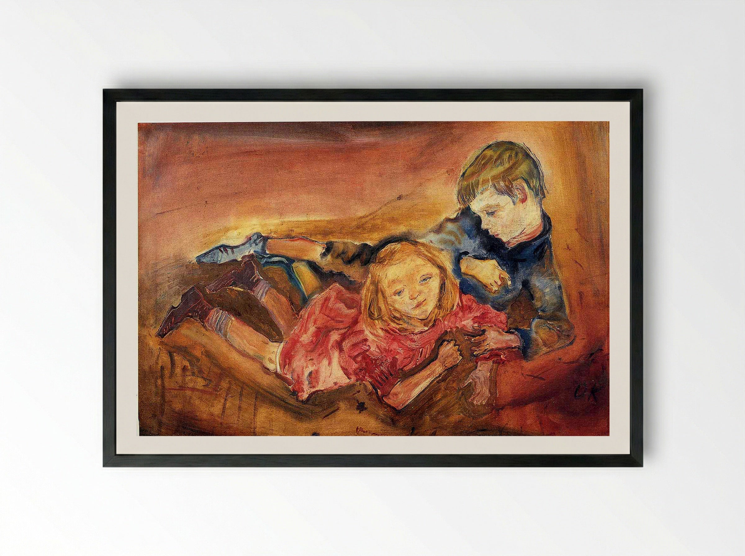 Children Playing - Paula Modersohn-Becker - Framed Print Black