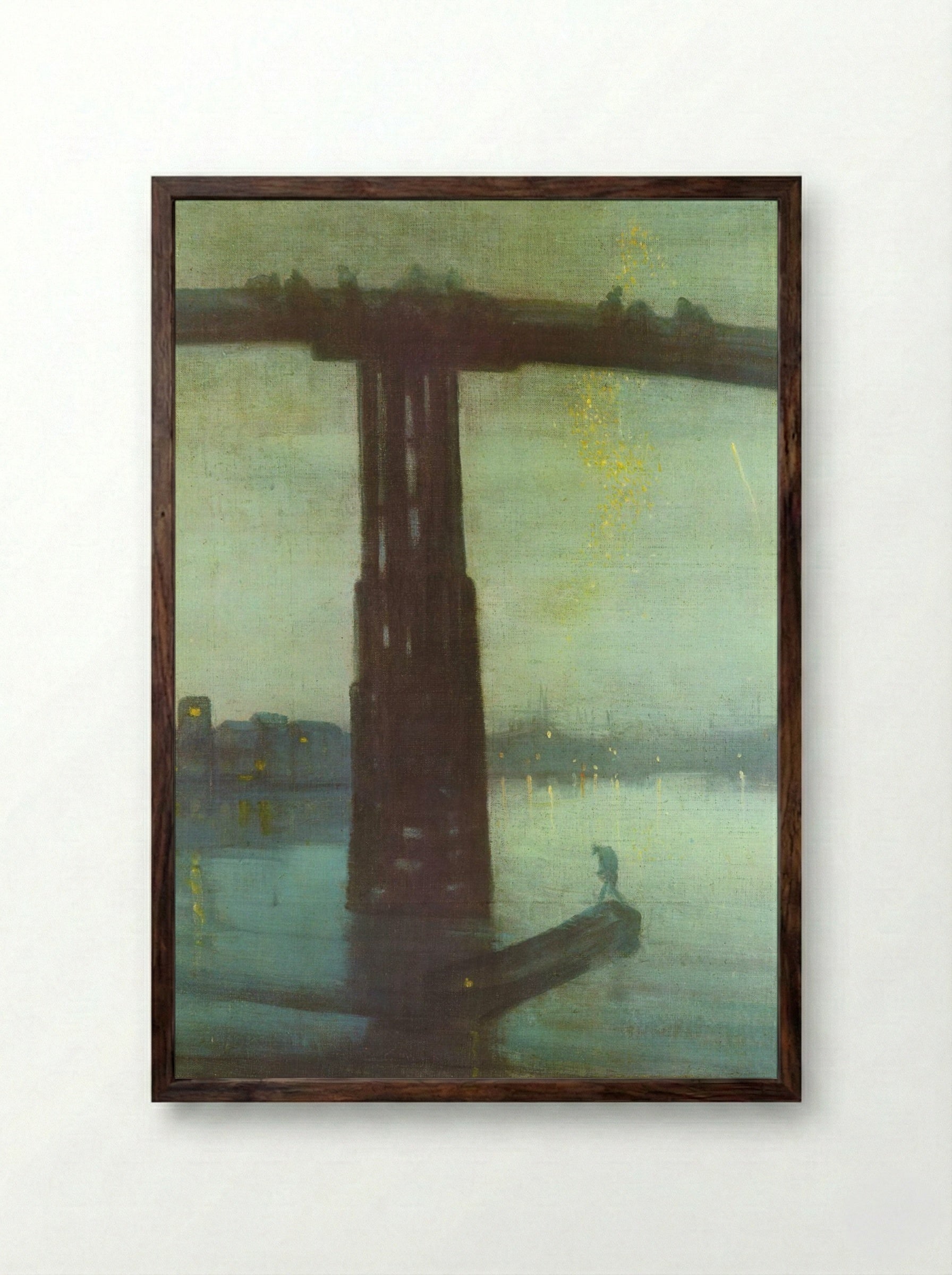 Nocturne: Blue and Gold - Old Battersea Bridge - James McNeill Whistler - Framed Print Dark Wood