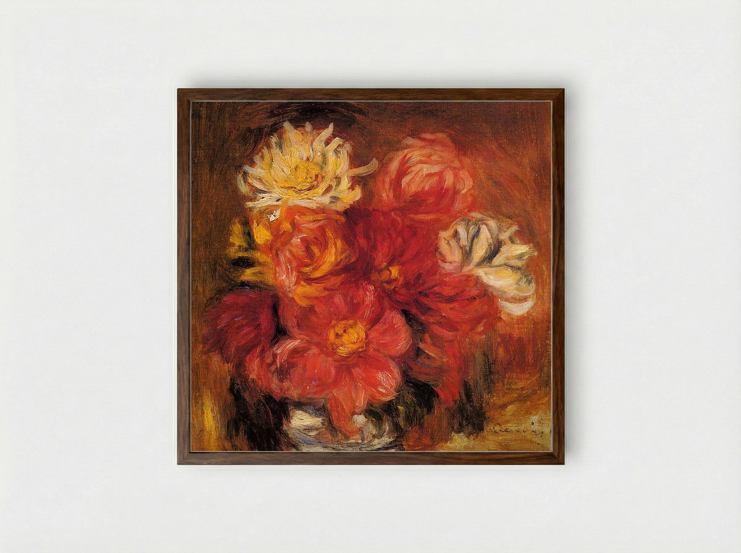 Dahlias - Pierre-Auguste Renoir - Framed Print Dark Wood