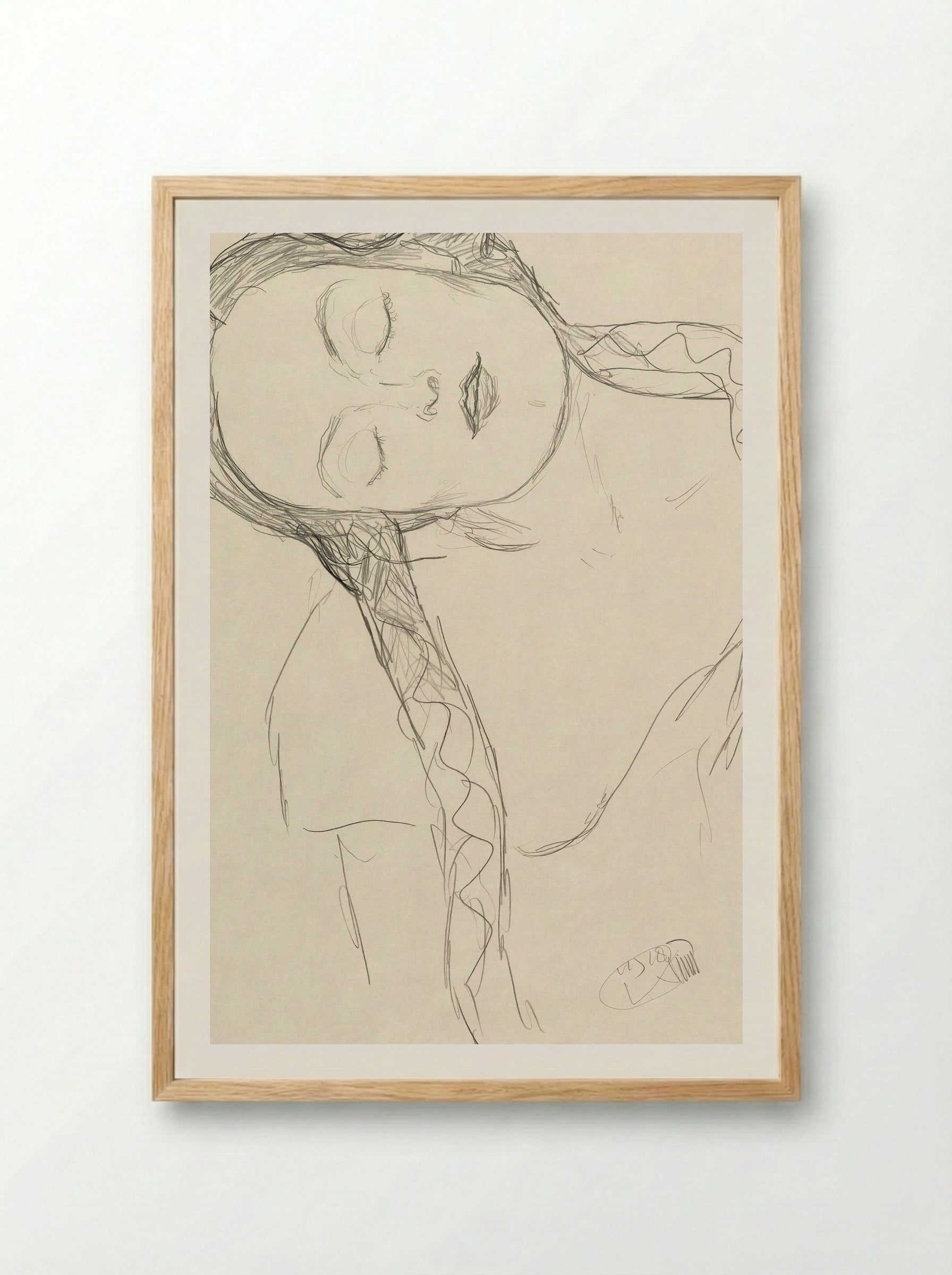 Half-figure of a Young Woman - Gustav Klimt - Framed Print Wood