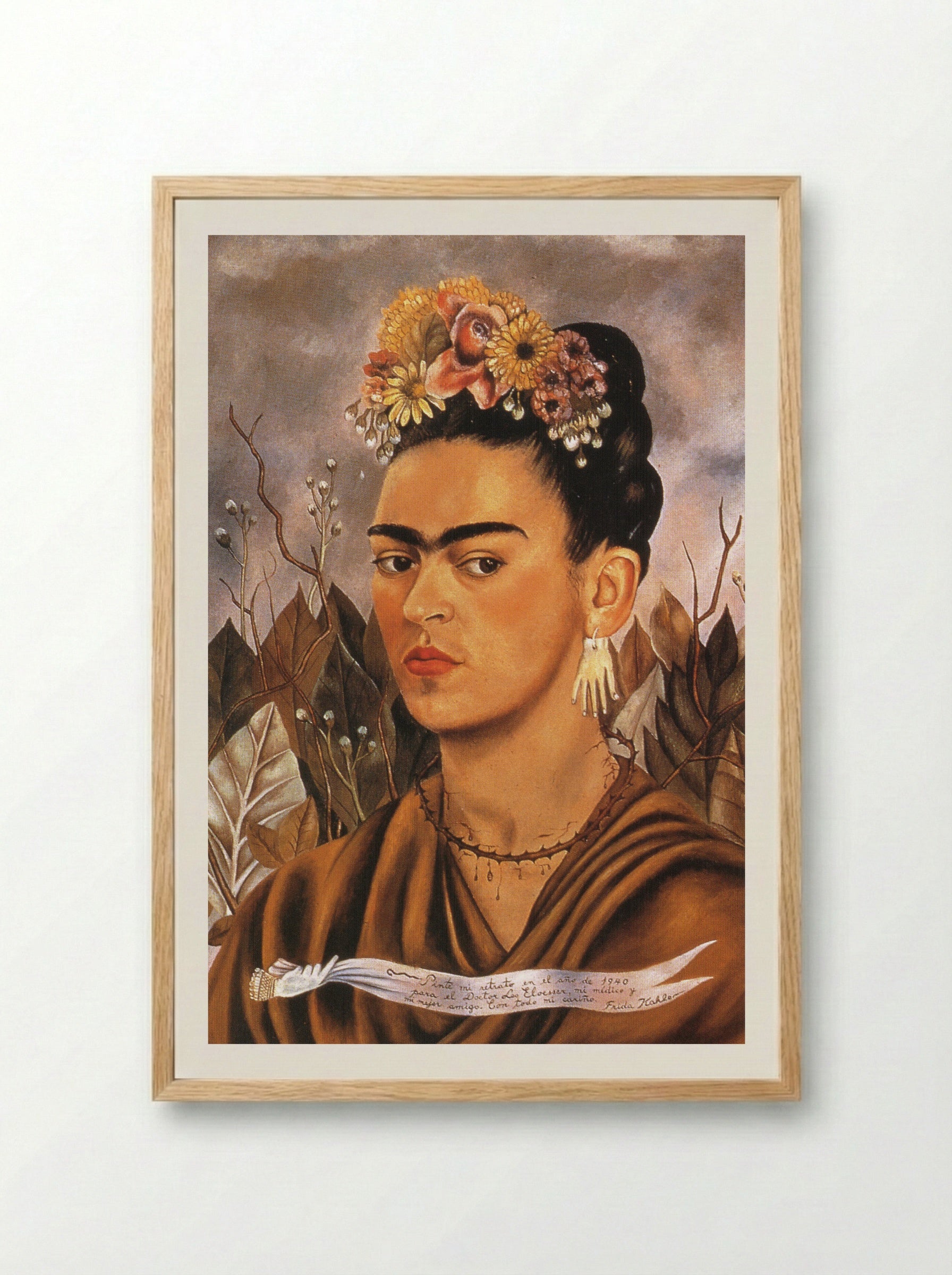 Self-Portrait Dedicated to Dr Eloesser - Frida Kahlo - Framed Print Wood