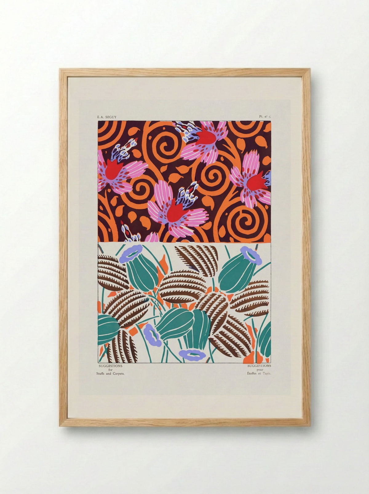 Suggestions for Stuffs and Carpets, Plate 6 - Émile-Allain Séguy - Framed Print Wood