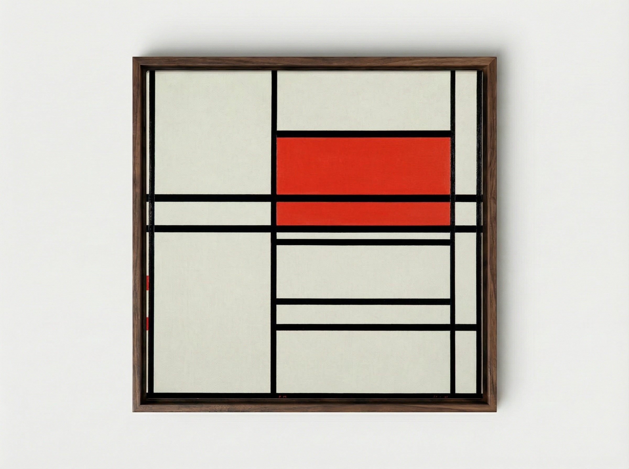 Composition No. 4 with Red and Blue - Piet Mondrian - Framed Canvas Dark Wood