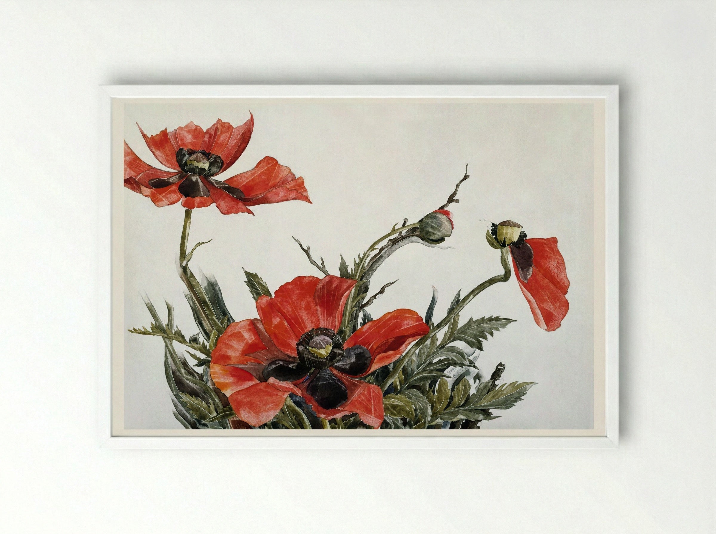 Red Poppies - Charles Demuth - Framed Print White