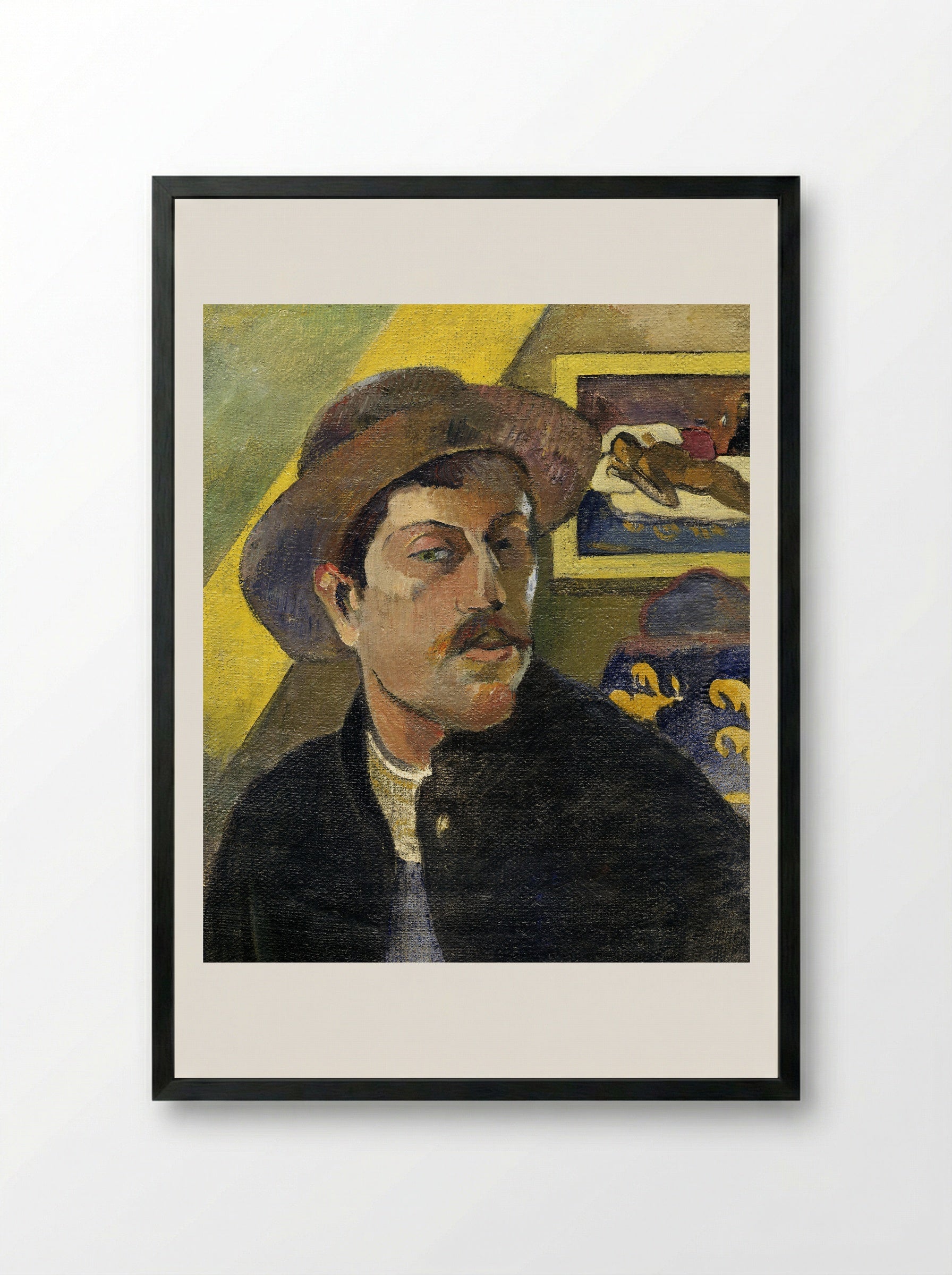 Self-Portrait in a Hat - Paul Gauguin - Framed Print Black