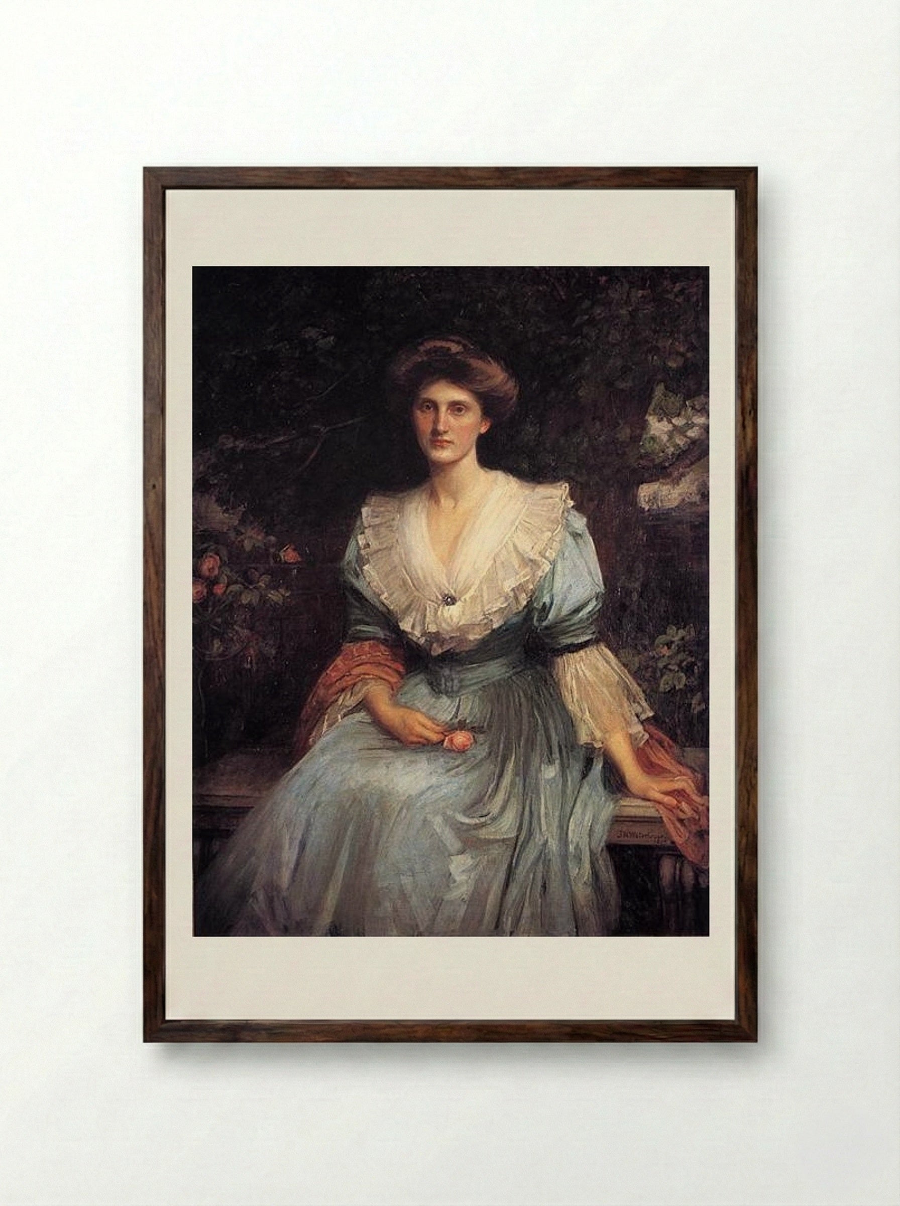 Lady Violet Henderson - John William Waterhouse - Framed Print Dark Wood
