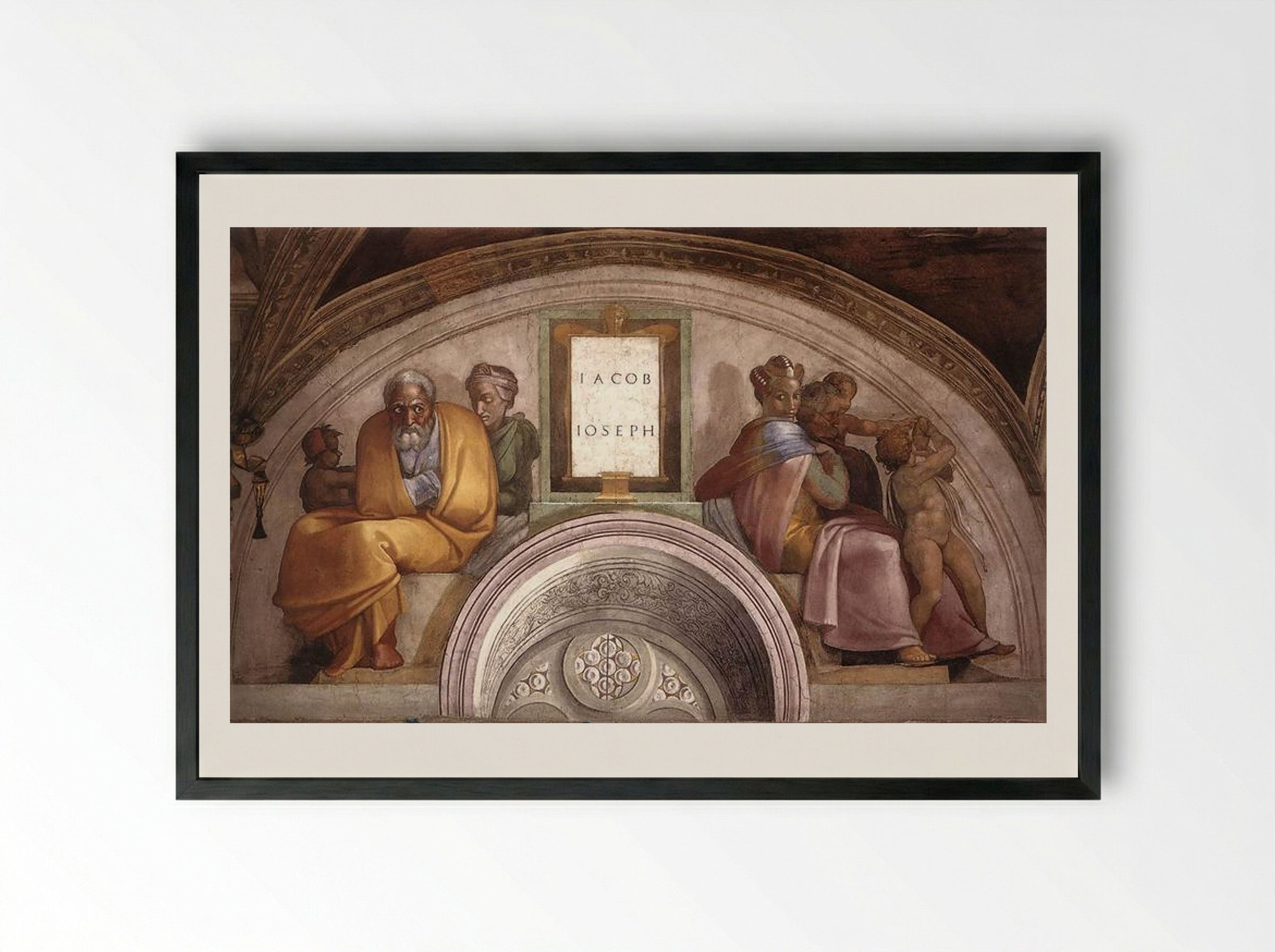 The Ancestors of Christ: Jacob, Joseph - Michelangelo - Framed Print Black