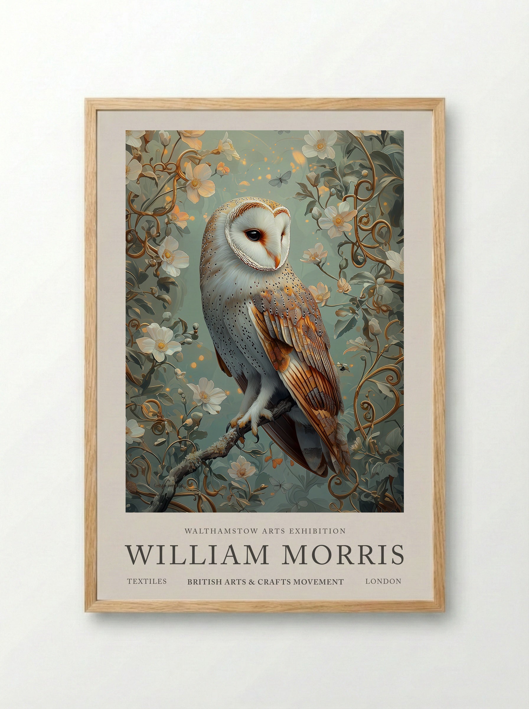 Barn Owl Whispering Wings - William Morris - Framed Print Wood