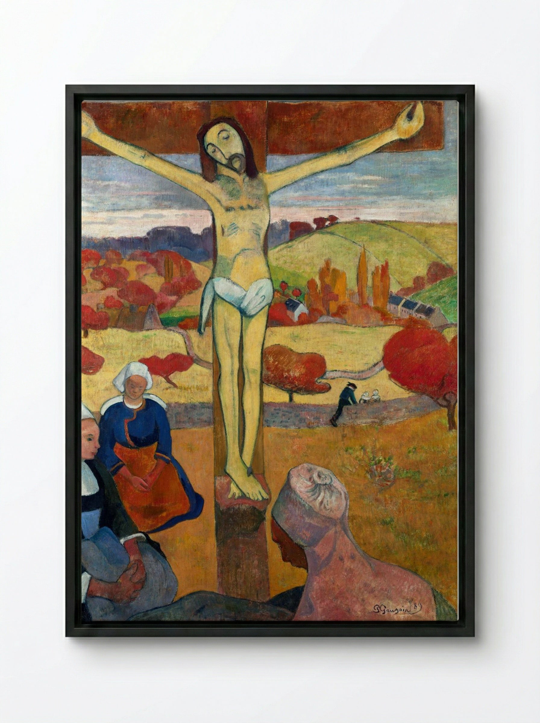The Yellow Christ - Paul Gauguin - Framed Canvas Black